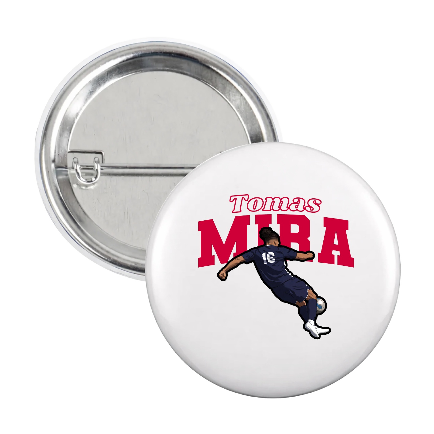 Game Day Button — Name Arch in White