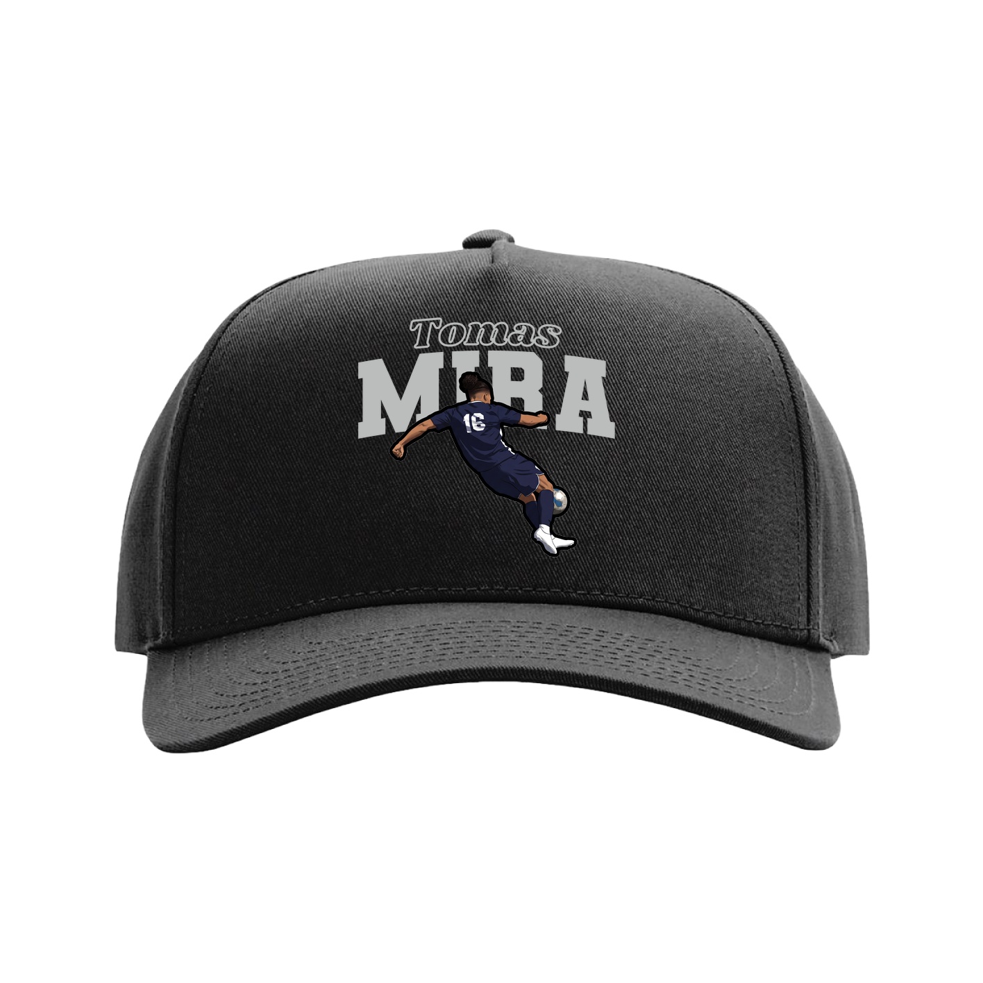 Full Fabric Five-Panel Champ Cap — Name Arch in Black