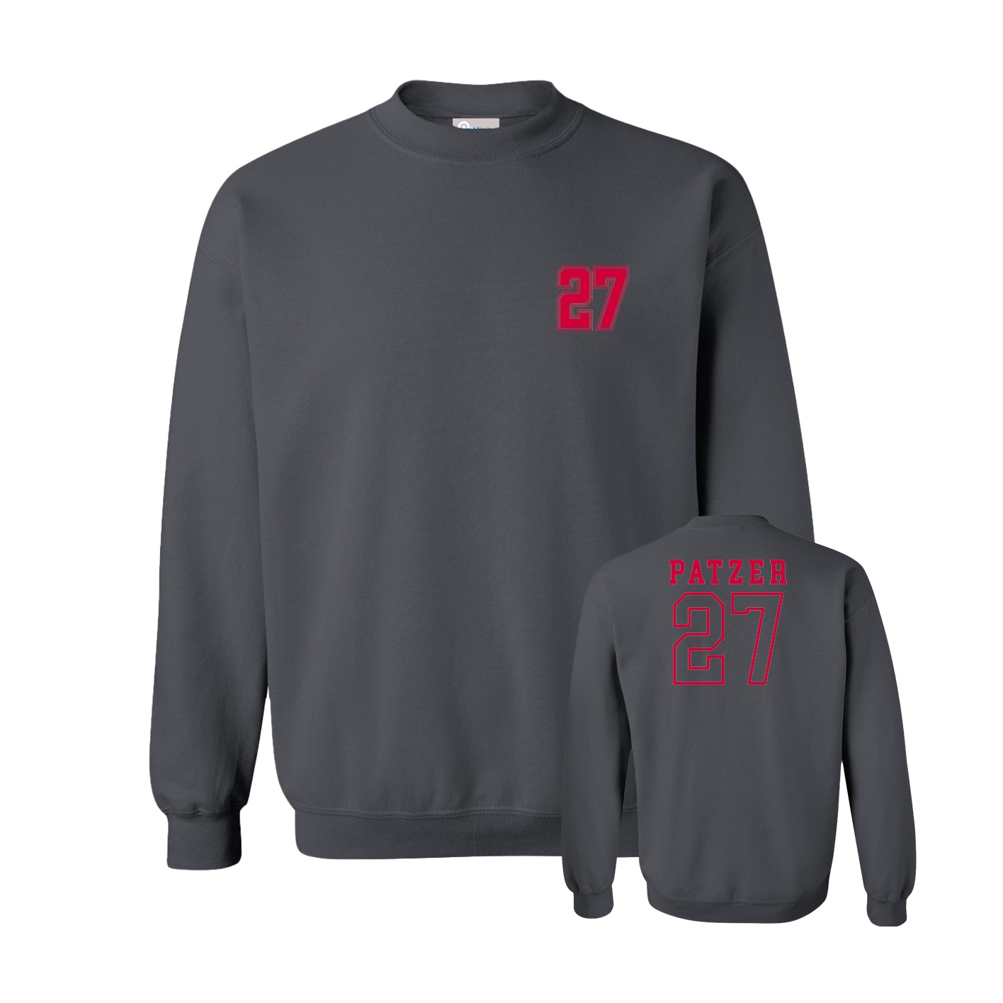 Fleece Crew — Chest Back in Grey