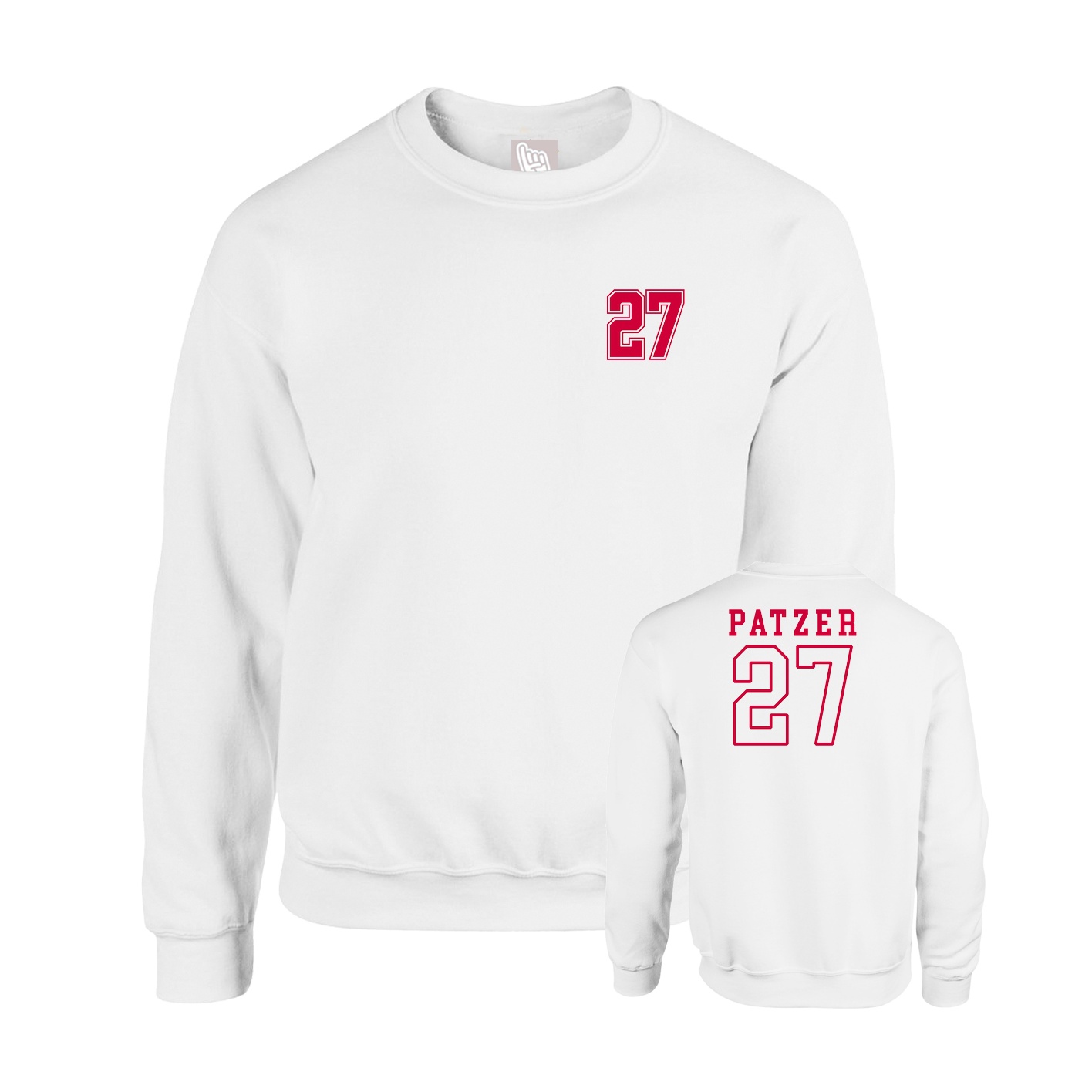 Fleece Crew — Chest Back in White