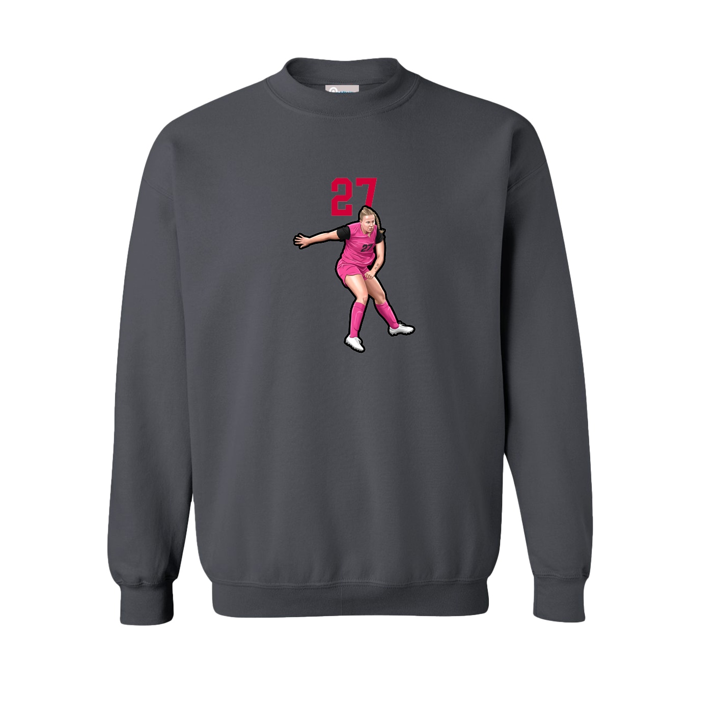 Fleece Crew — Number Top in Grey