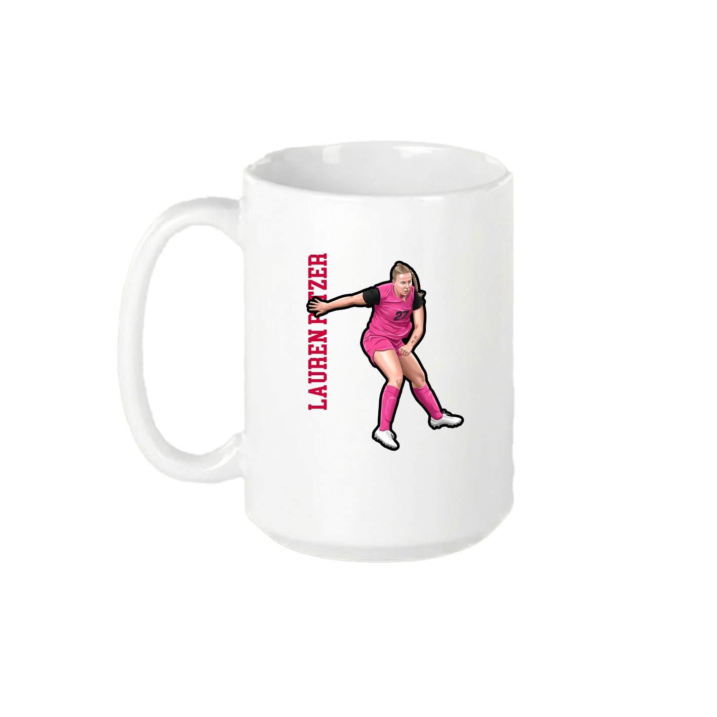 15oz Coffee Mug — Name Vertical in White