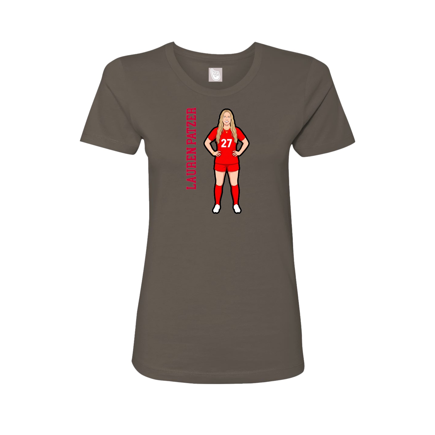 Fitted Women's Tee — Name Vertical in Grey