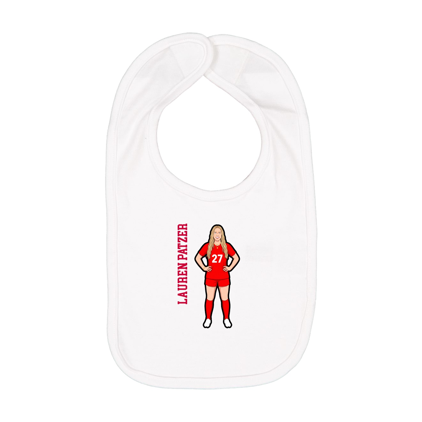 Infant Bib — Name Vertical in White