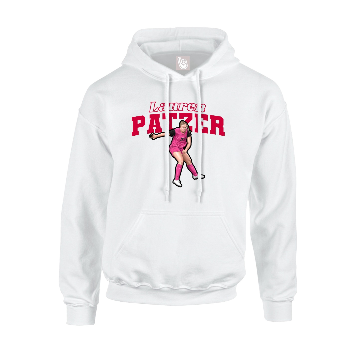 Youth Hoodie — Name Arch in White