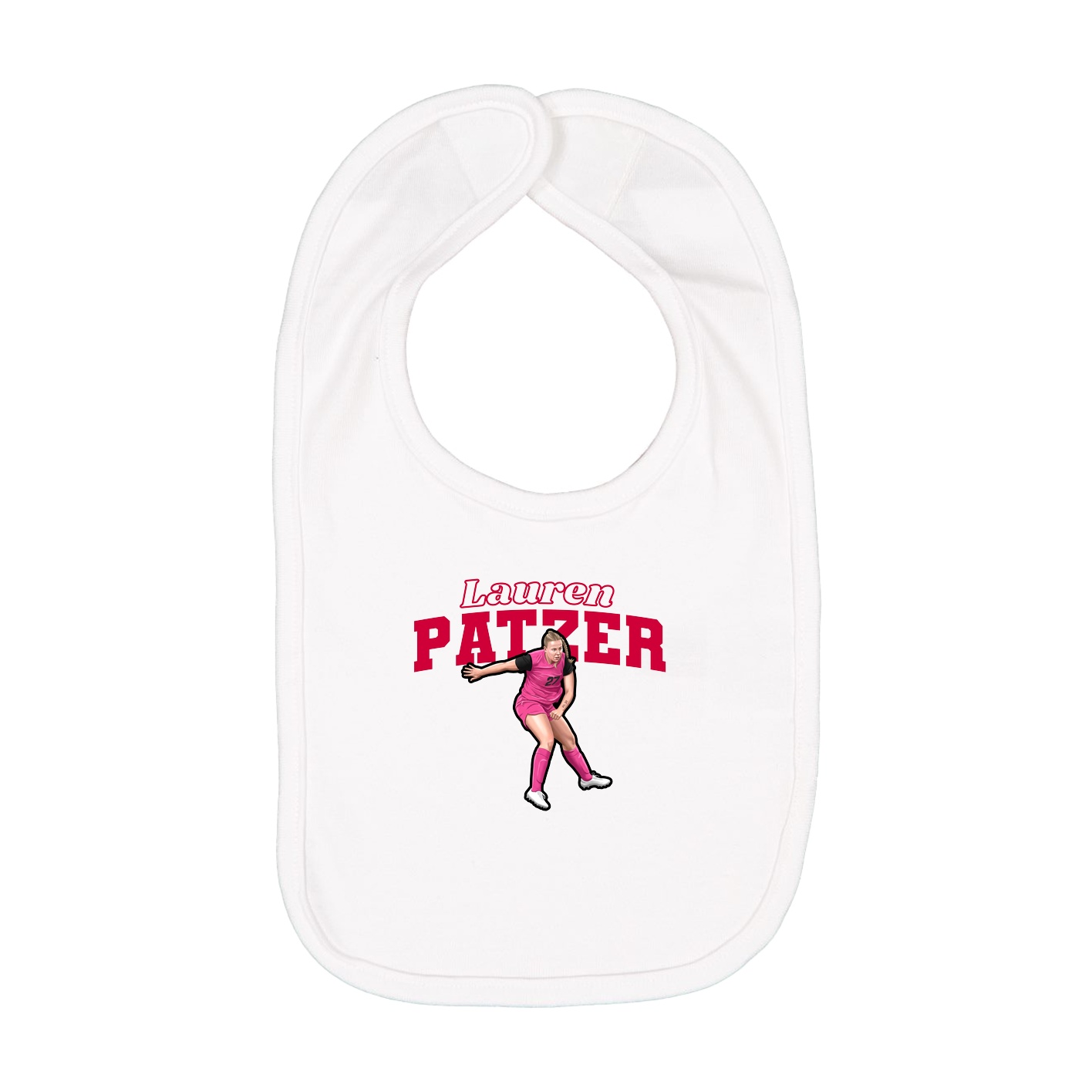Infant Bib — Name Arch in White