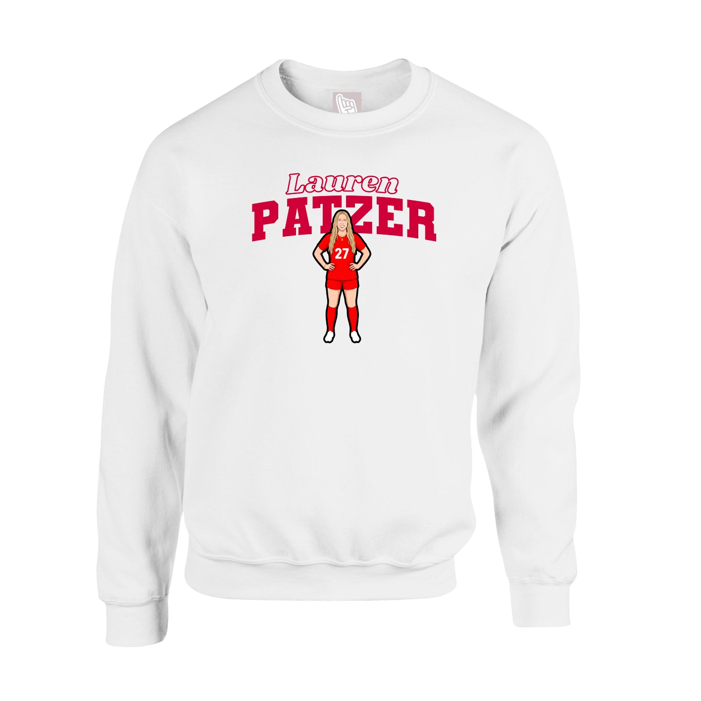 Fleece Crew — Name Arch in White