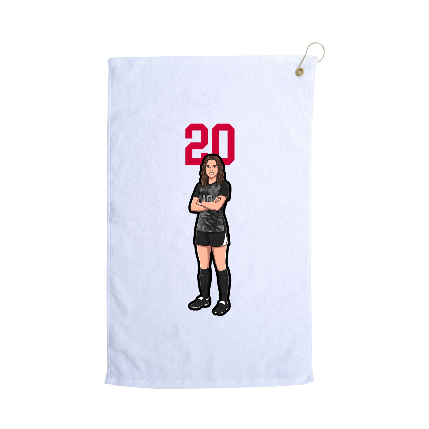 Golf Towel — Number Top in White
