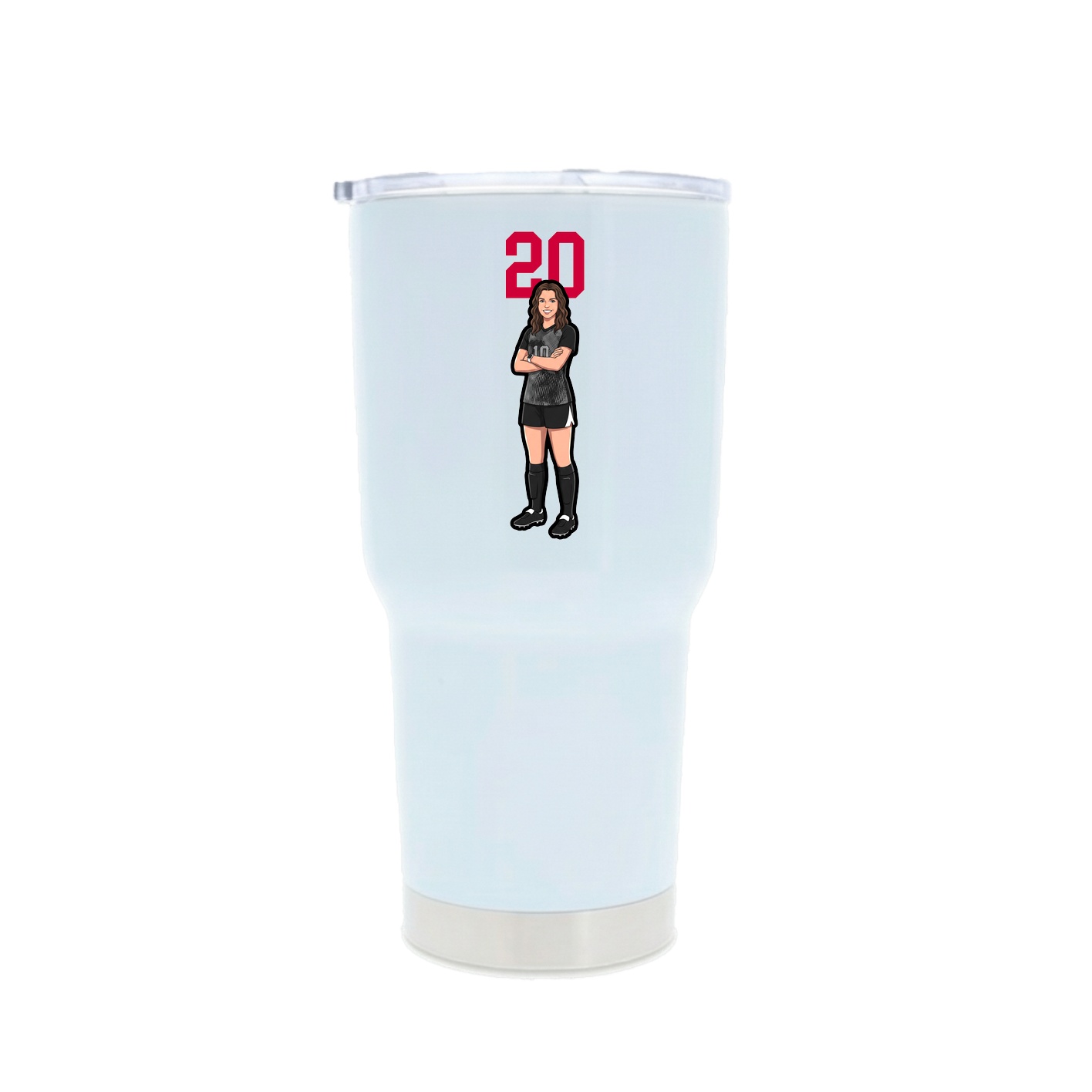 30oz Stainless Steel Tumbler — Number Top in White