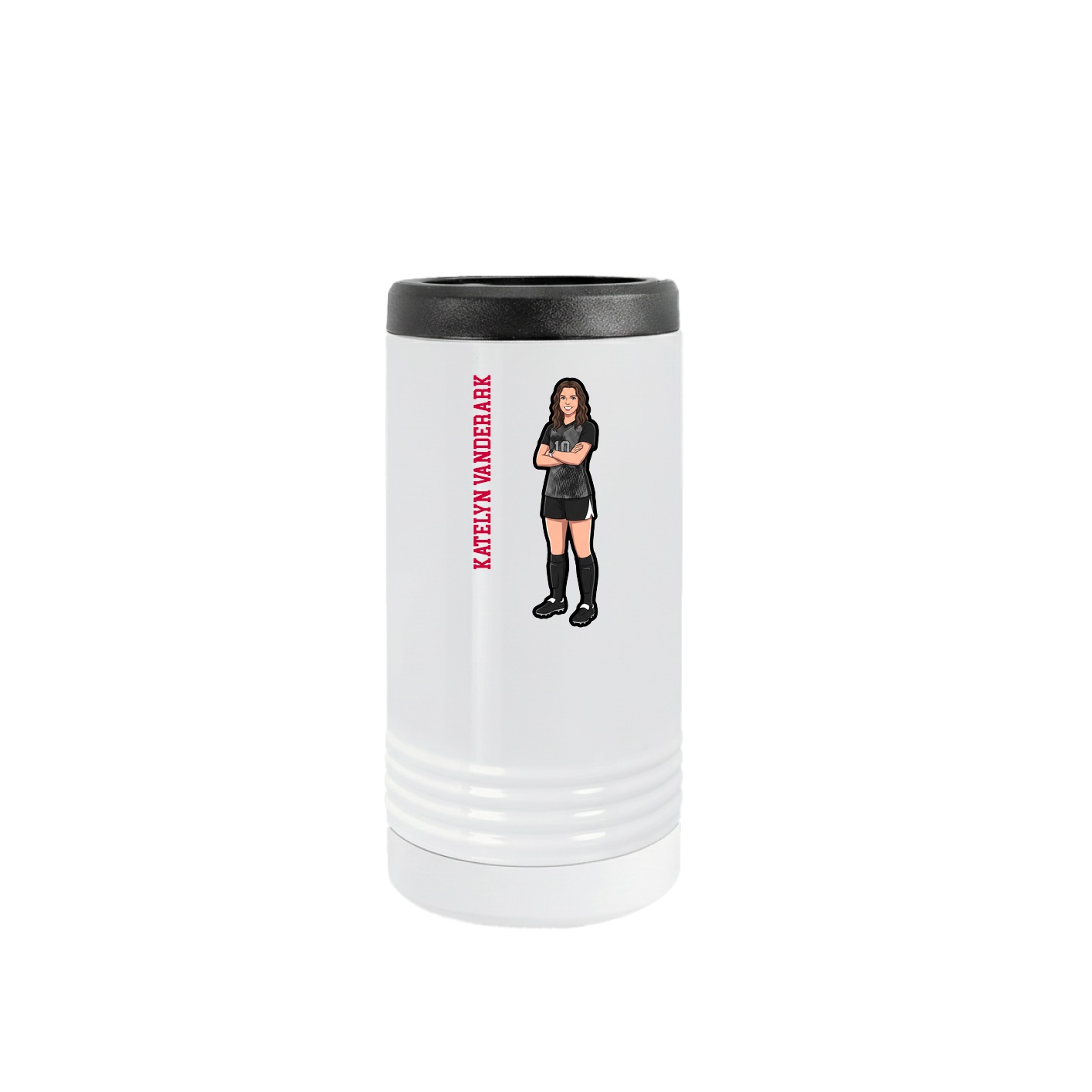 Slim Beverage Holder — Name Vertical in White