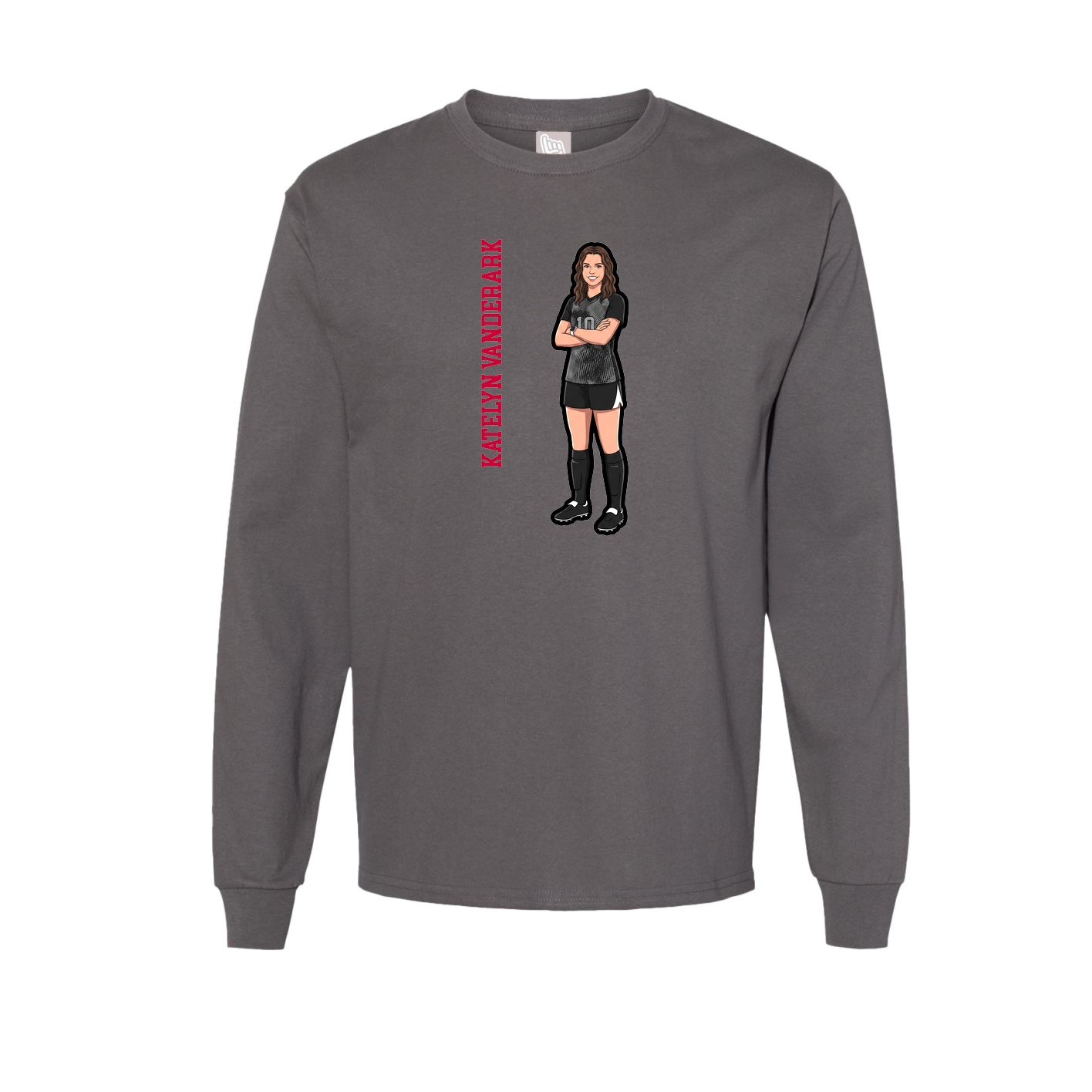 Long Sleeve Tee — Name Vertical in Grey
