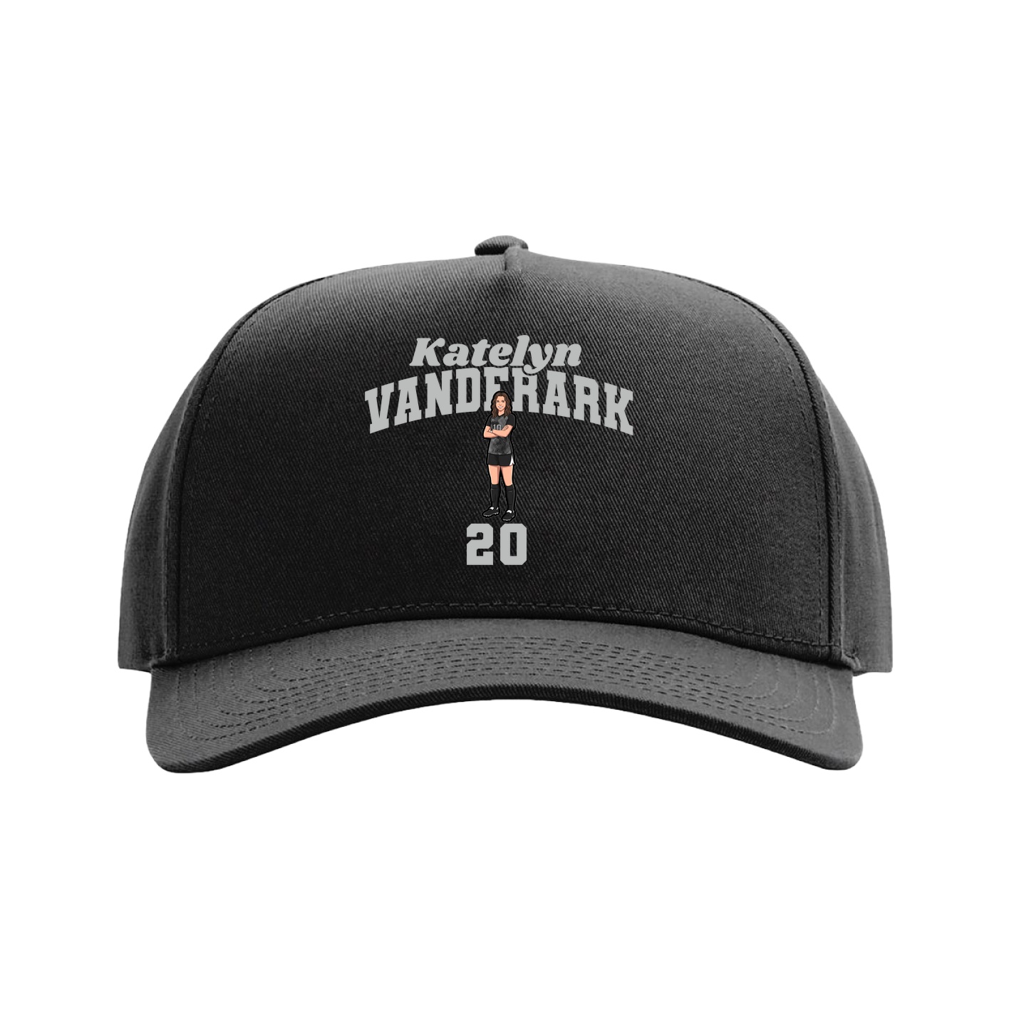 Full Fabric Five-Panel Champ Cap — Signature Arch in Black