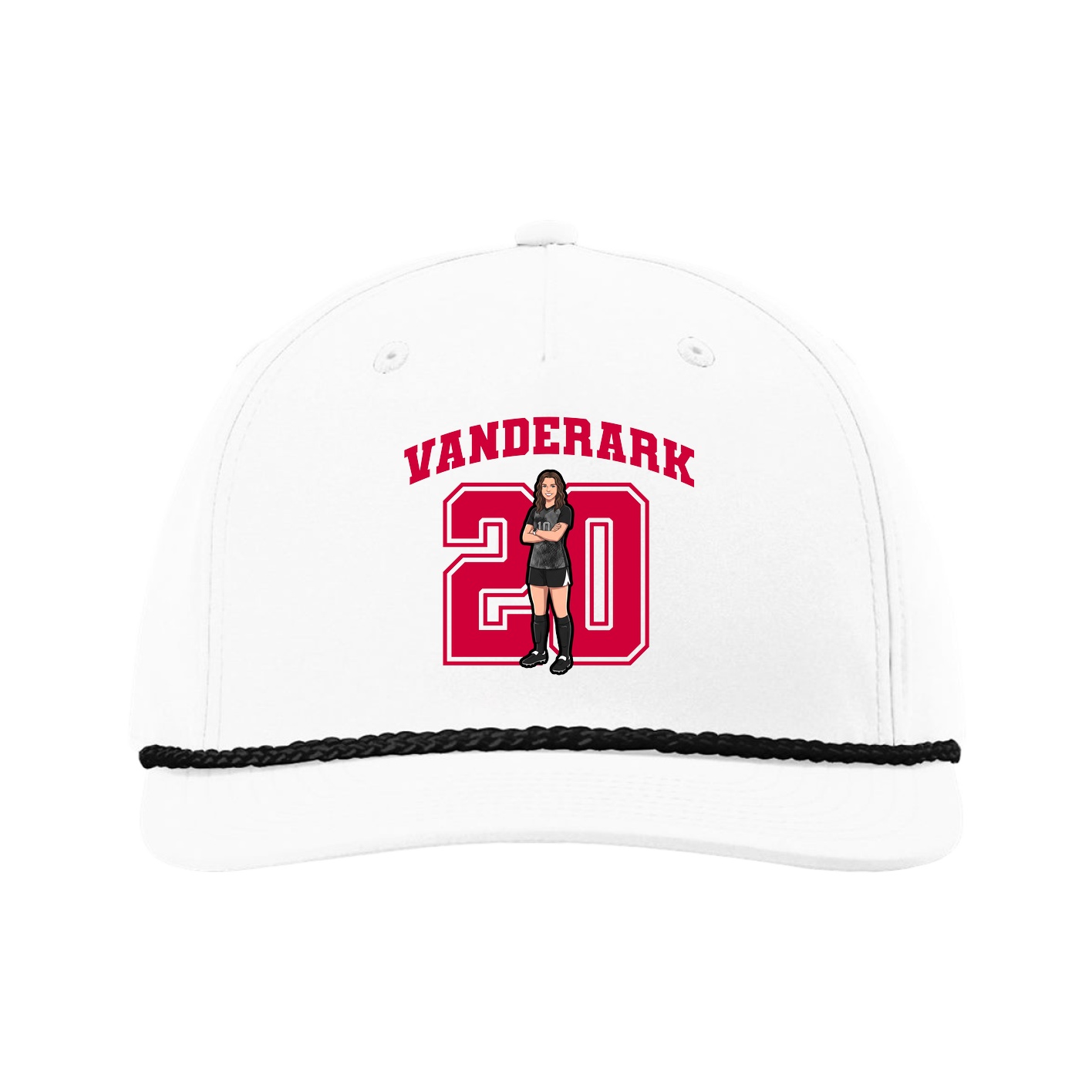 Five-Panel Classic Rope Cap — Number in White