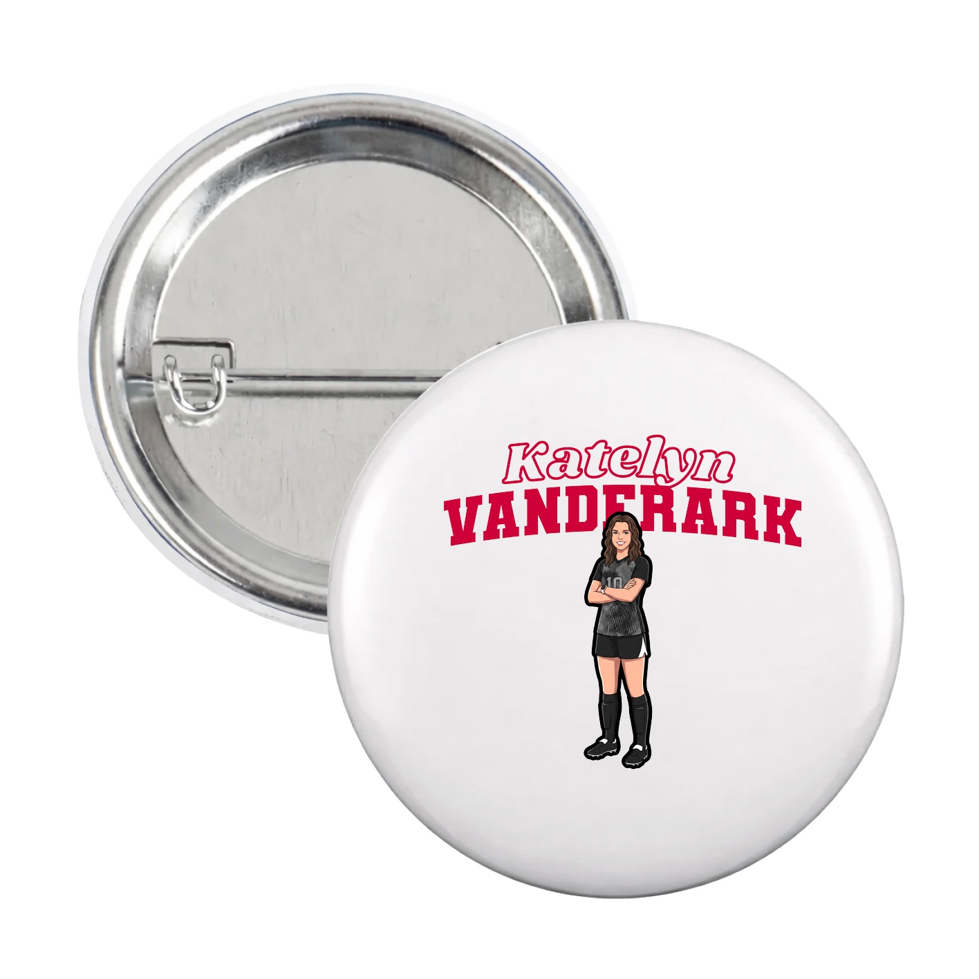 Game Day Button — Name Arch in White