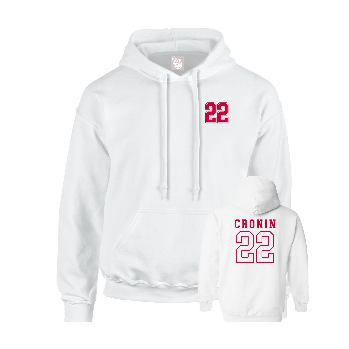 Youth Hoodie — Chest Back in White