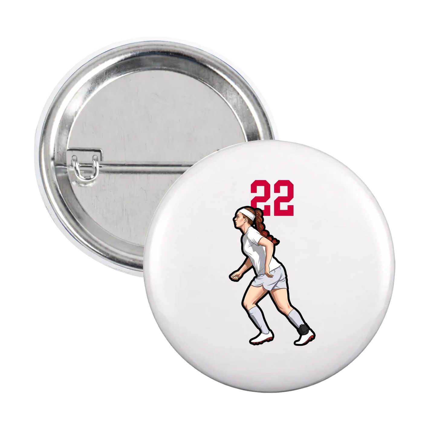 Game Day Button — Number Top in White