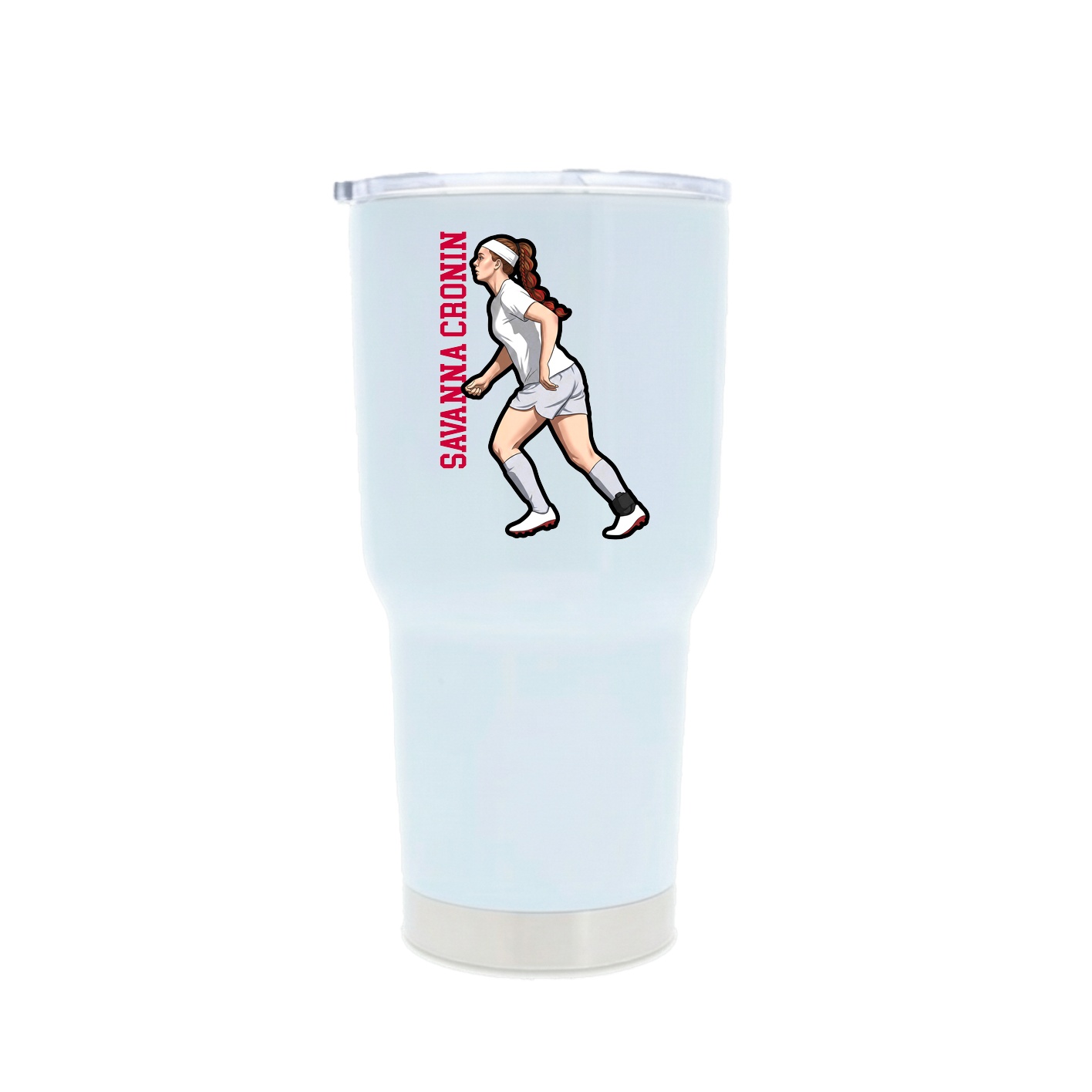 30oz Stainless Steel Tumbler — Name Vertical in White