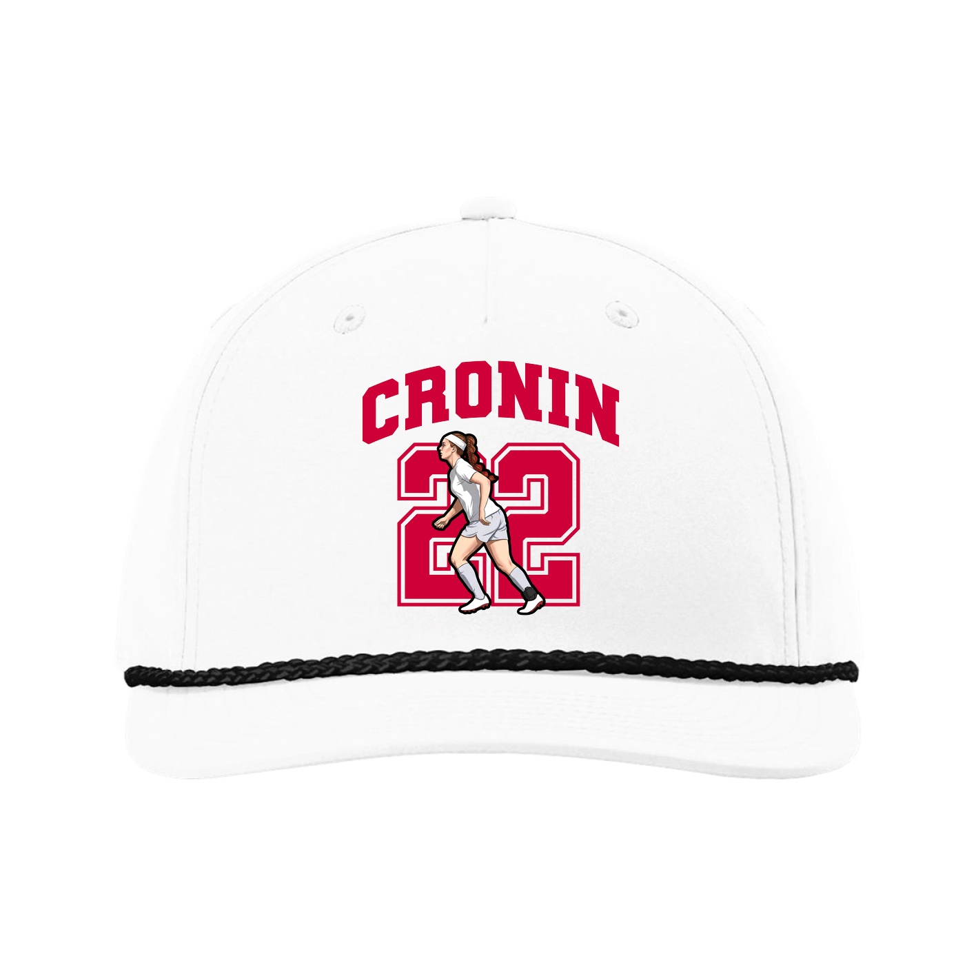 Five-Panel Classic Rope Cap — Number in White