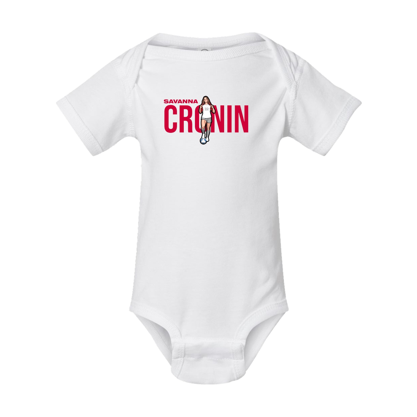 Baby Onesie — Player Name in White