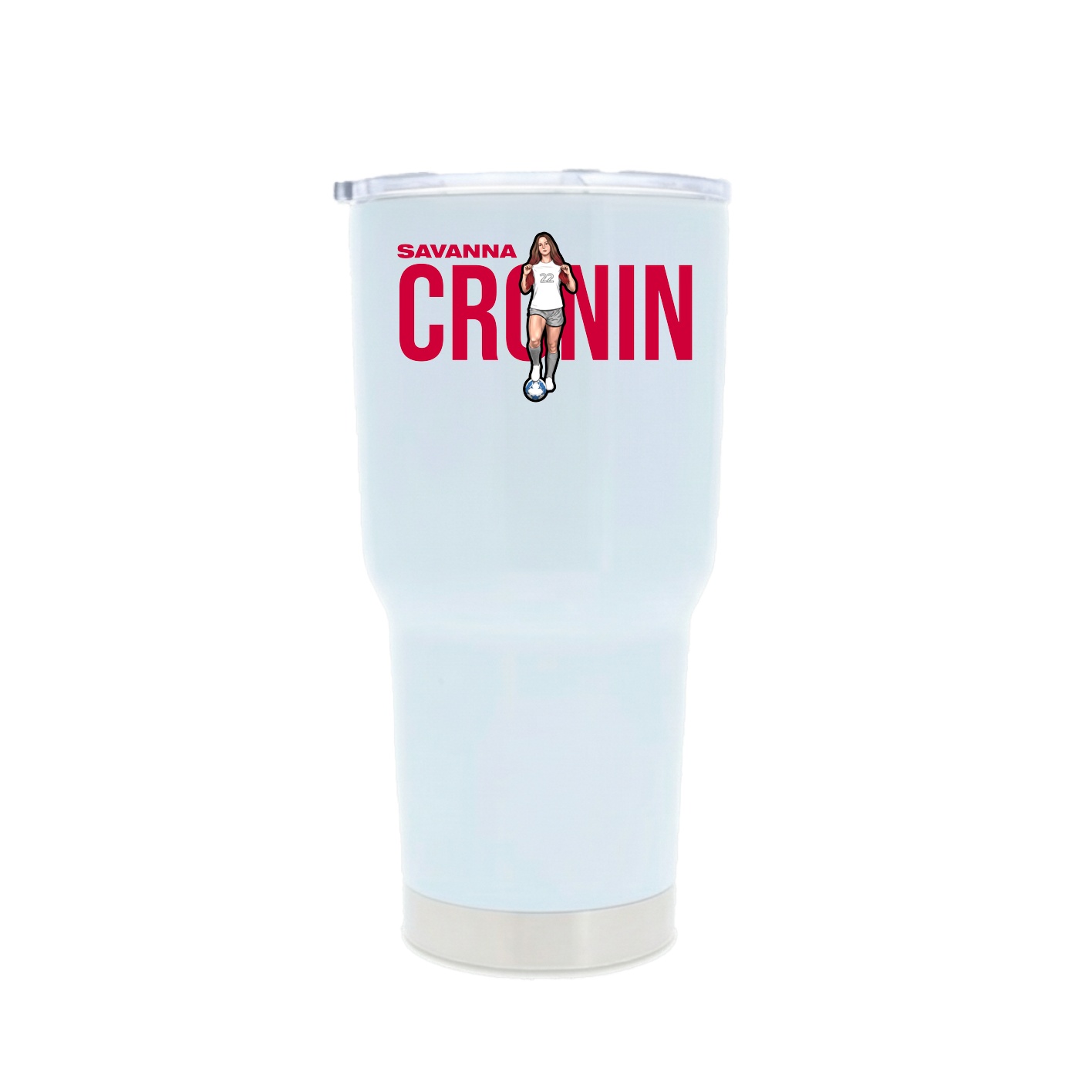 30oz Stainless Steel Tumbler — Player Name in White