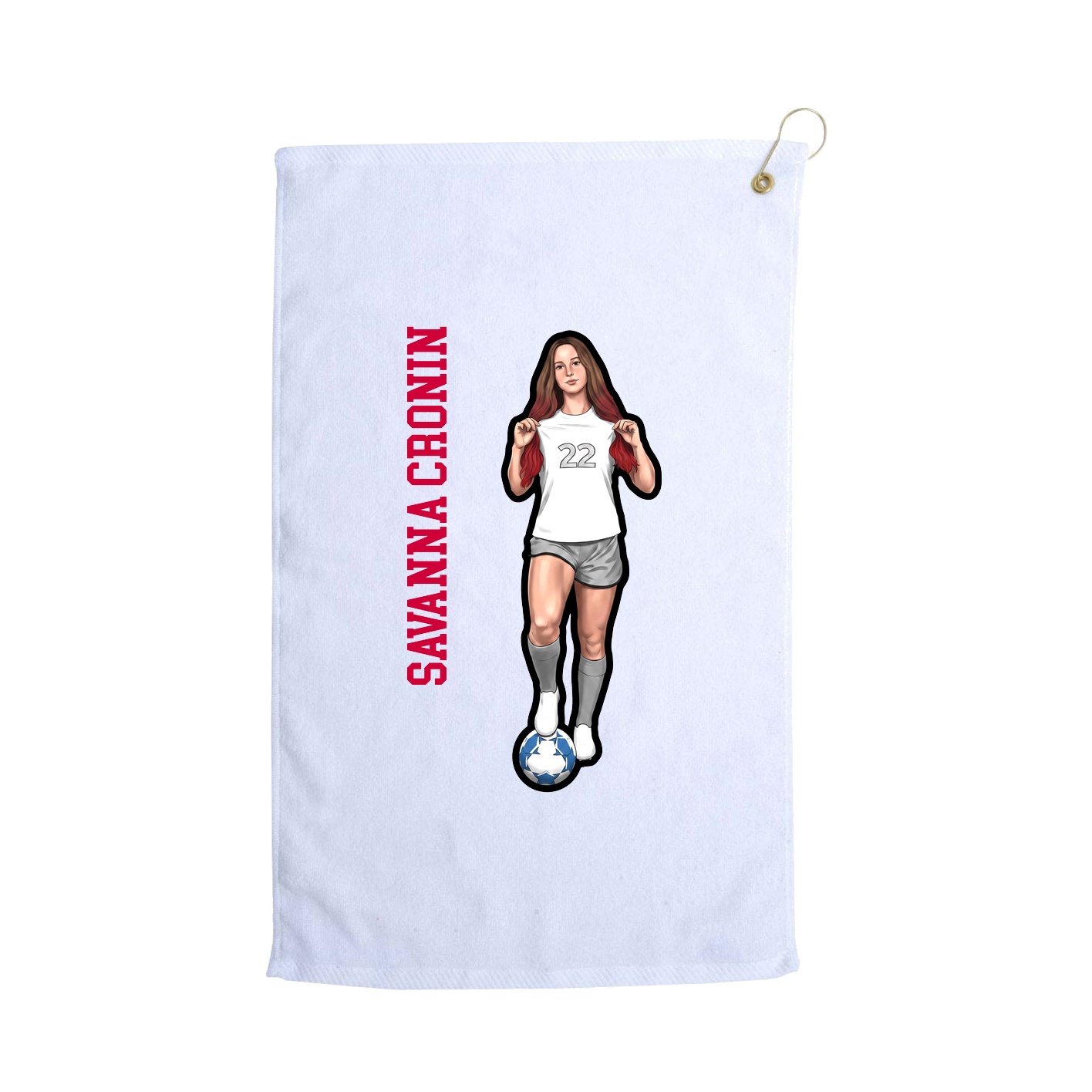 Golf Towel — Name Vertical in White