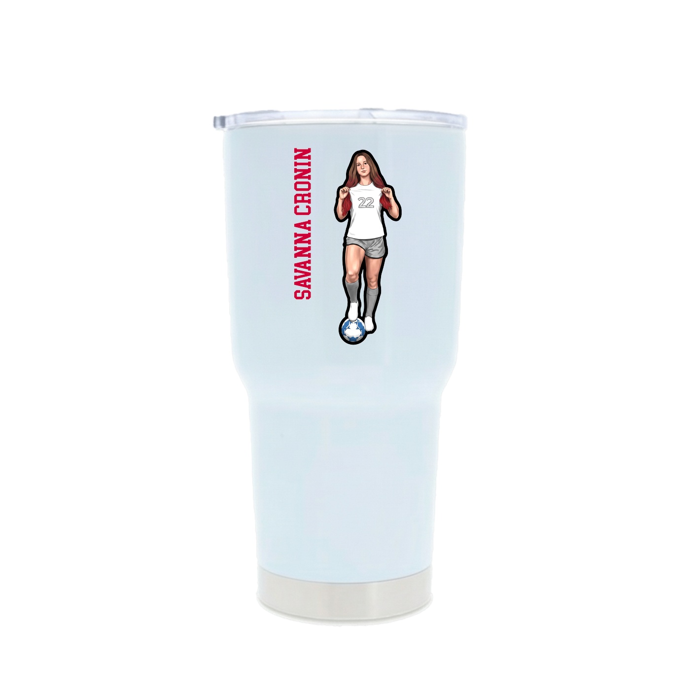 30oz Stainless Steel Tumbler — Name Vertical in White