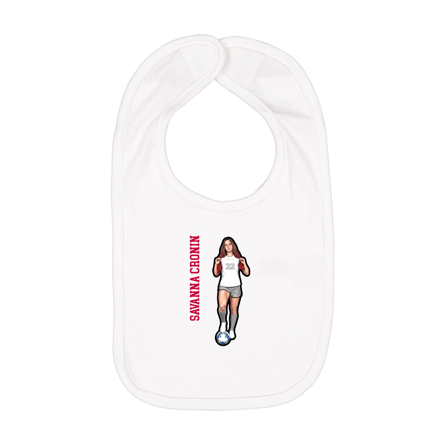 Infant Bib — Name Vertical in White