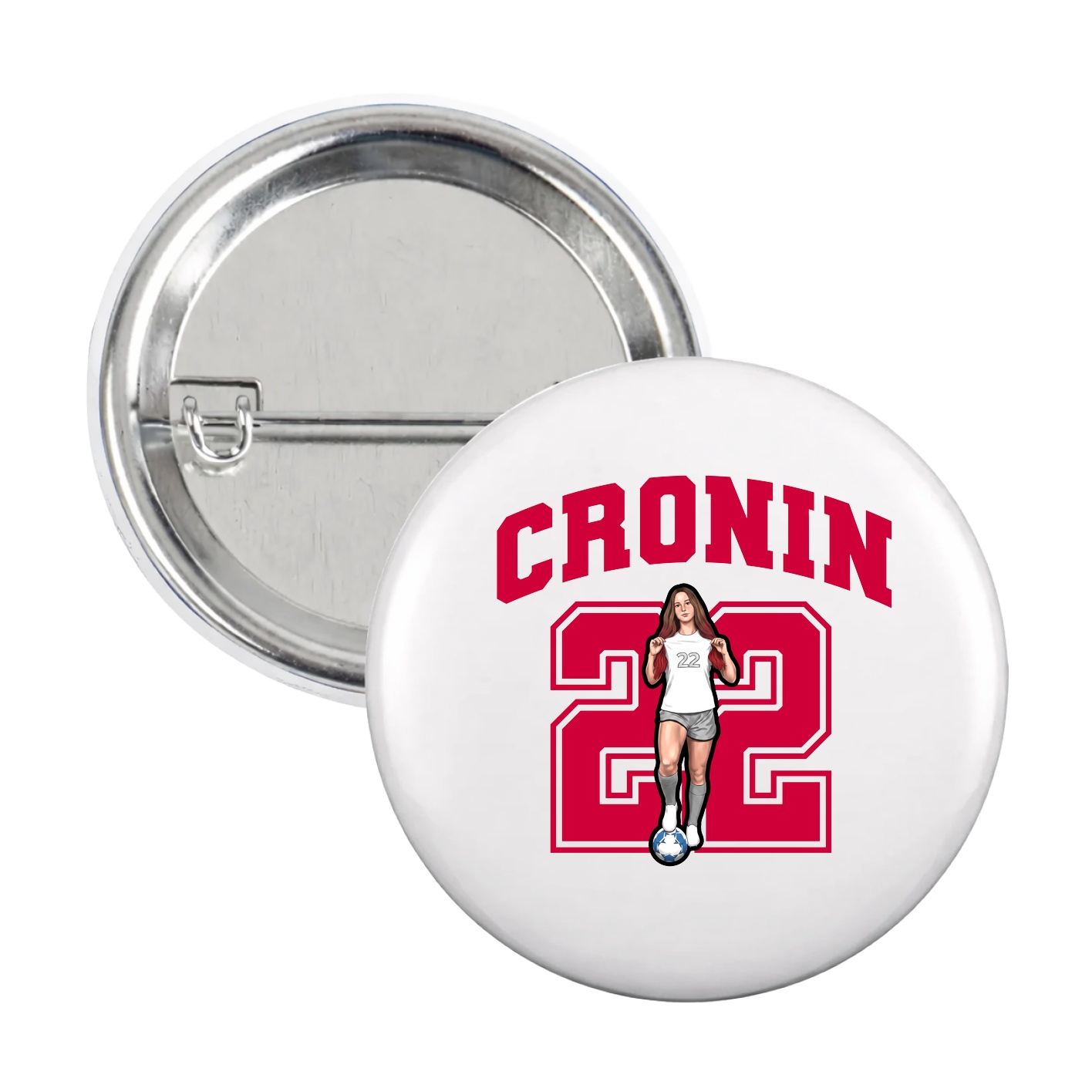 Game Day Button — Number in White