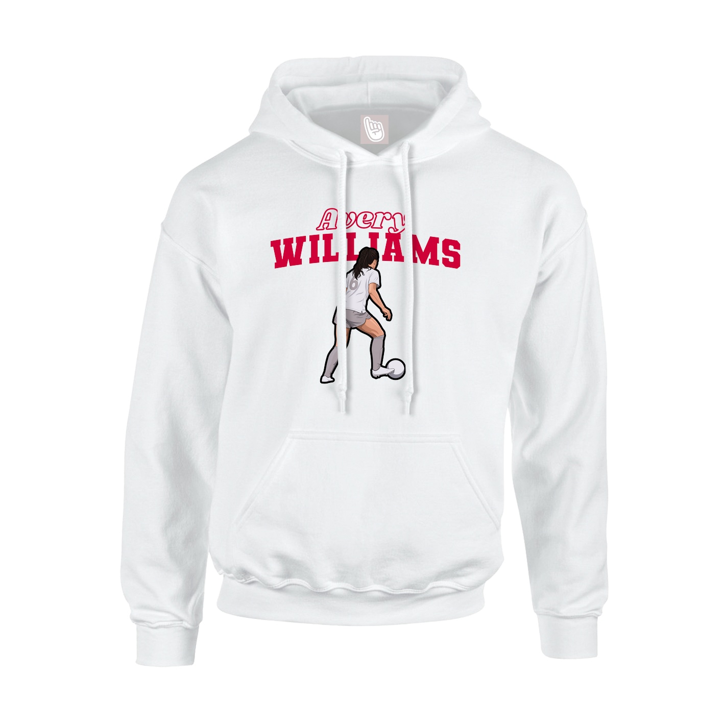 Youth Hoodie — Name Arch in White