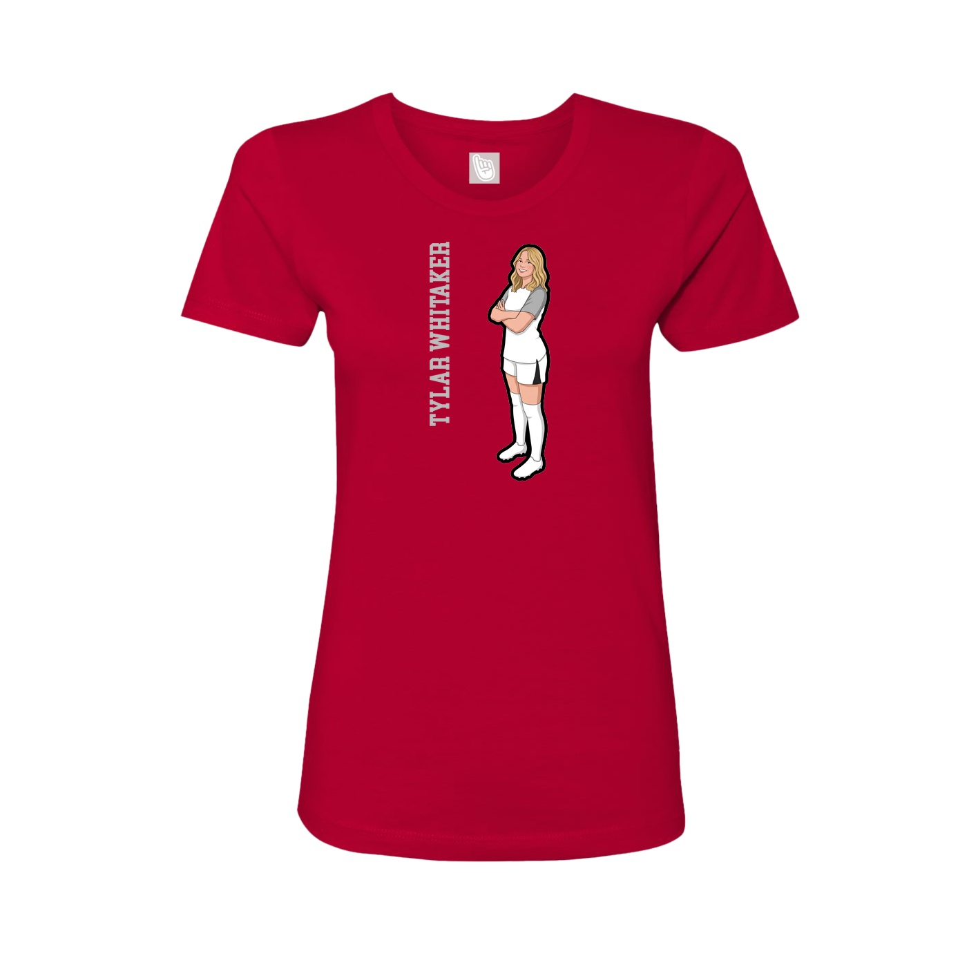 Fitted Women's Tee — Name Vertical in Red