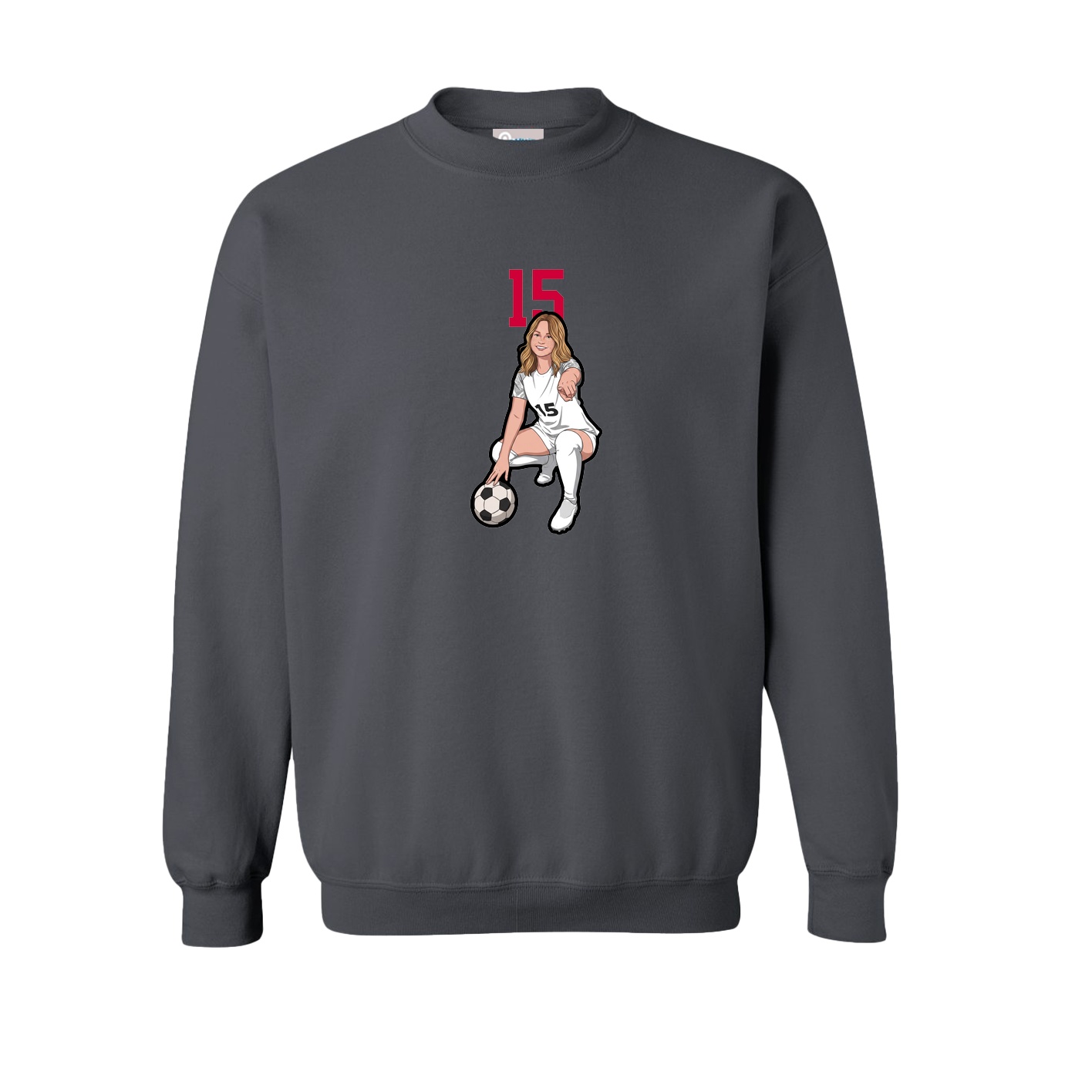 Fleece Crew — Number Top in Grey