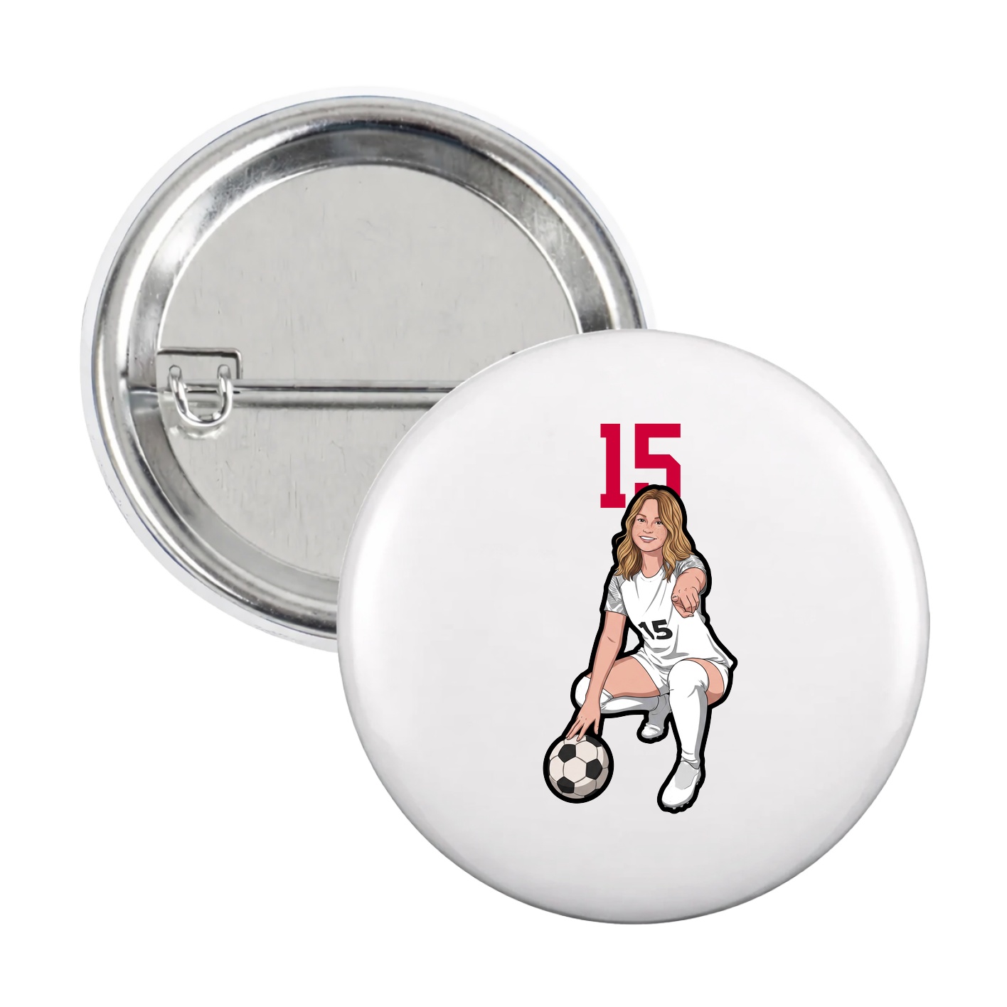 Game Day Button — Number Top in White