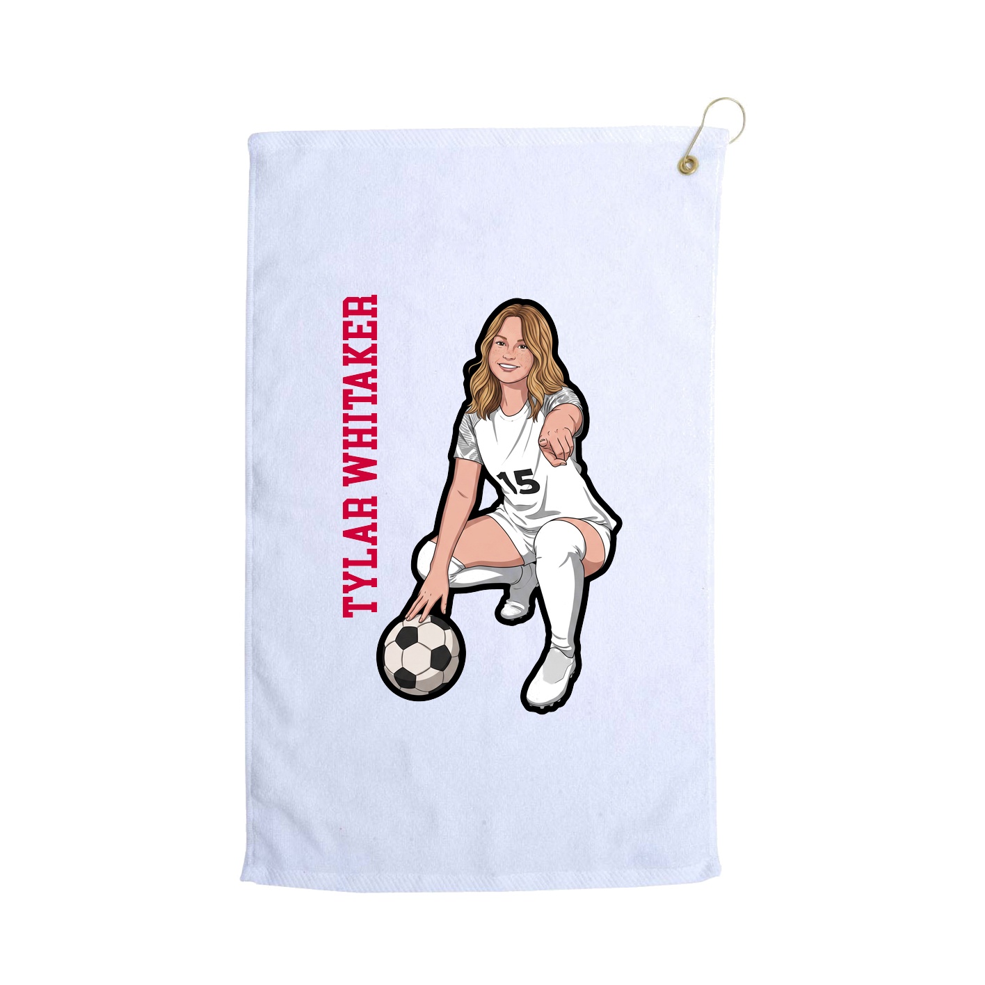 Golf Towel — Name Vertical in White