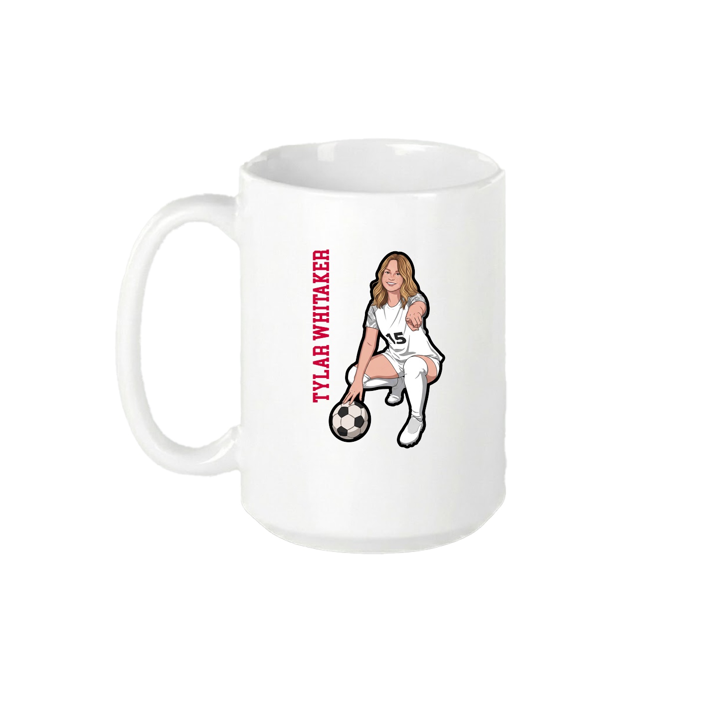 15oz Coffee Mug — Name Vertical in White