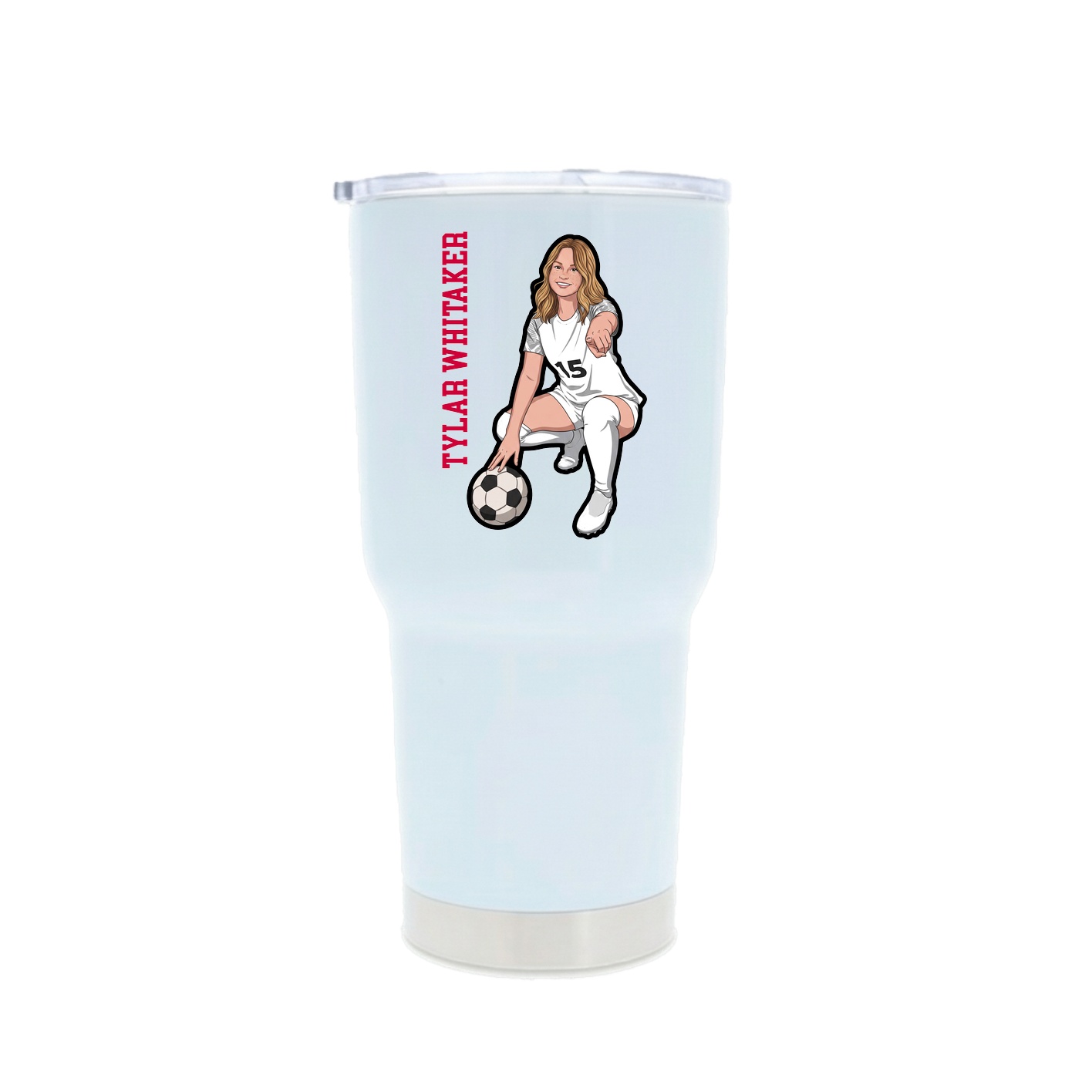 30oz Stainless Steel Tumbler — Name Vertical in White