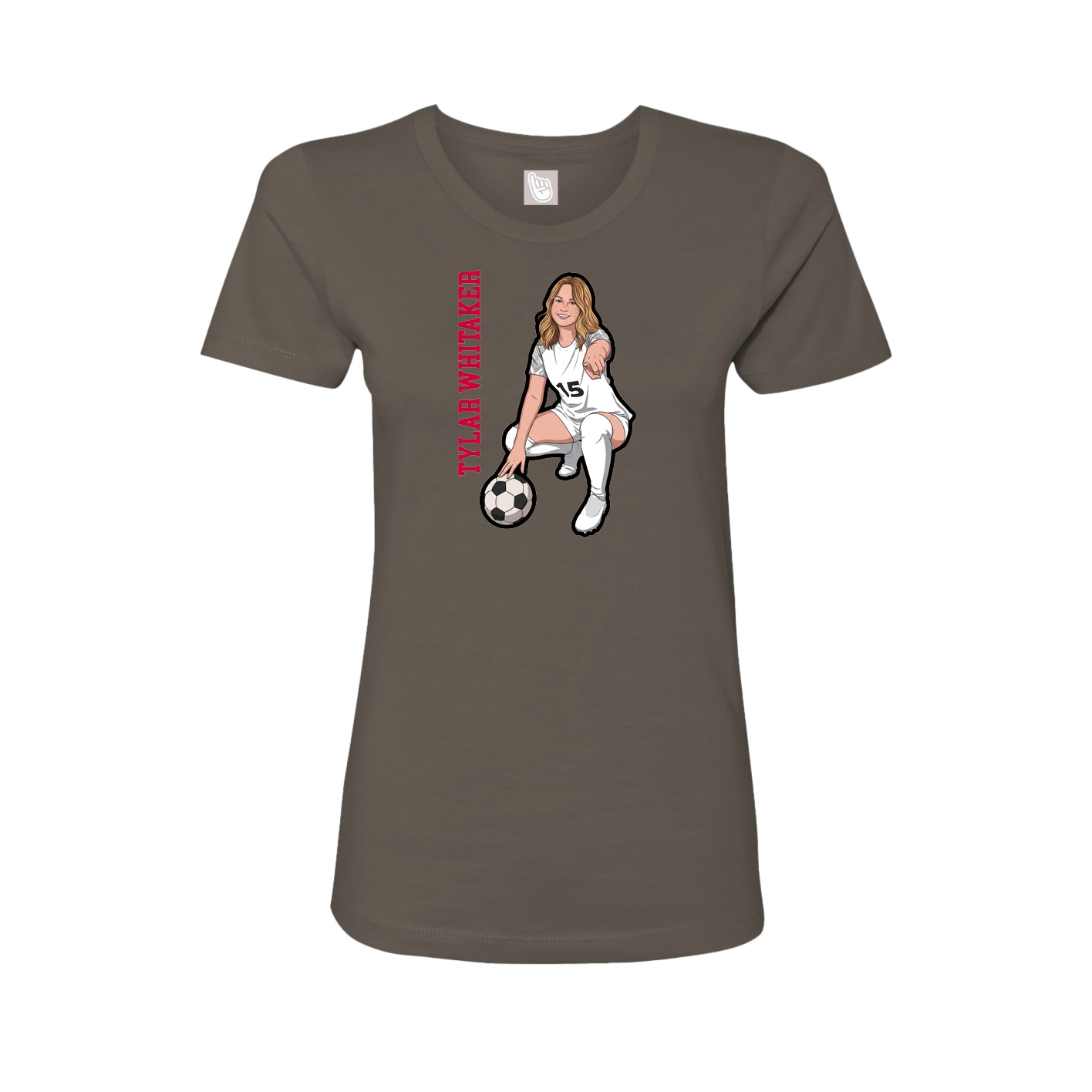 Fitted Women's Tee — Name Vertical in Grey