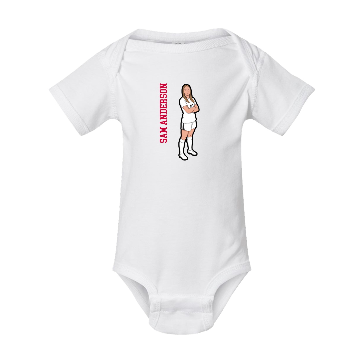 Baby Onesie — Name Vertical in White