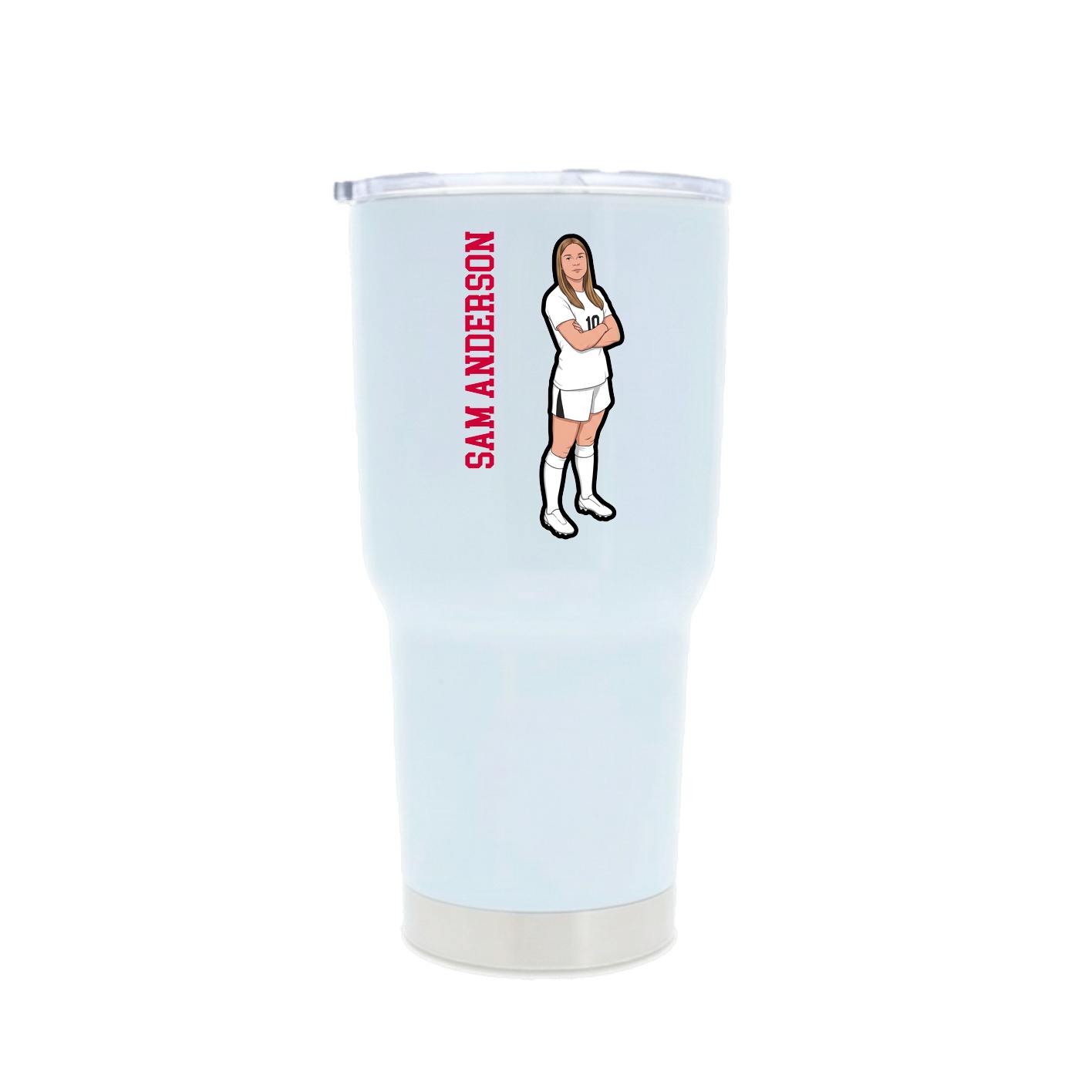 30oz Stainless Steel Tumbler — Name Vertical in White