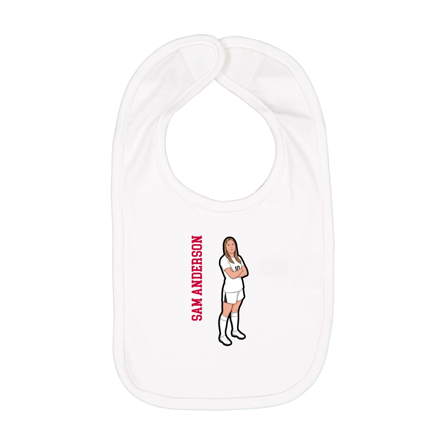 Infant Bib — Name Vertical in White