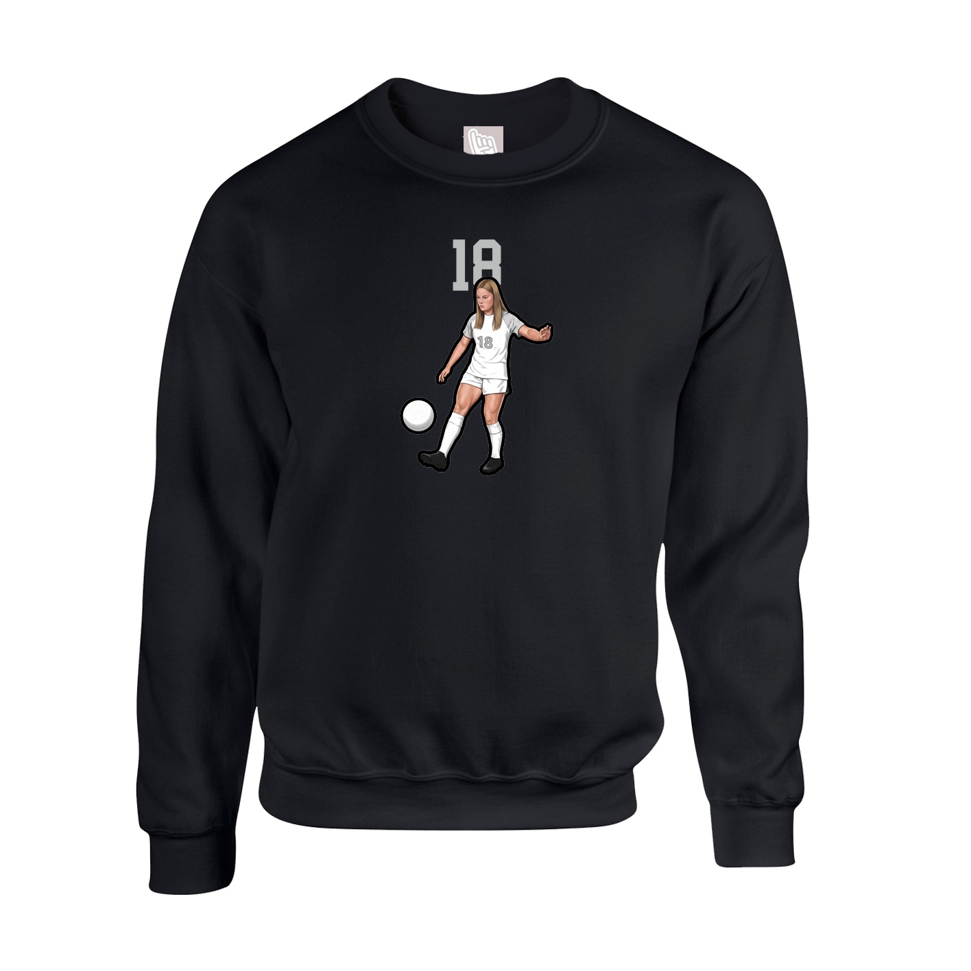 Fleece Crew — Number Top in Black