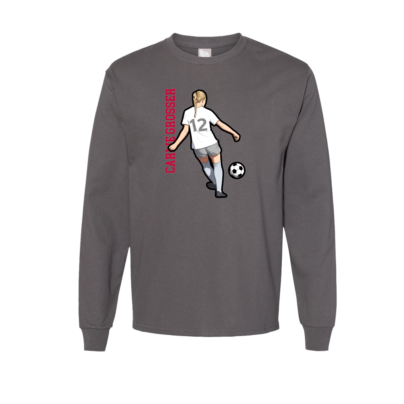 Long Sleeve Tee — Name Vertical in Grey
