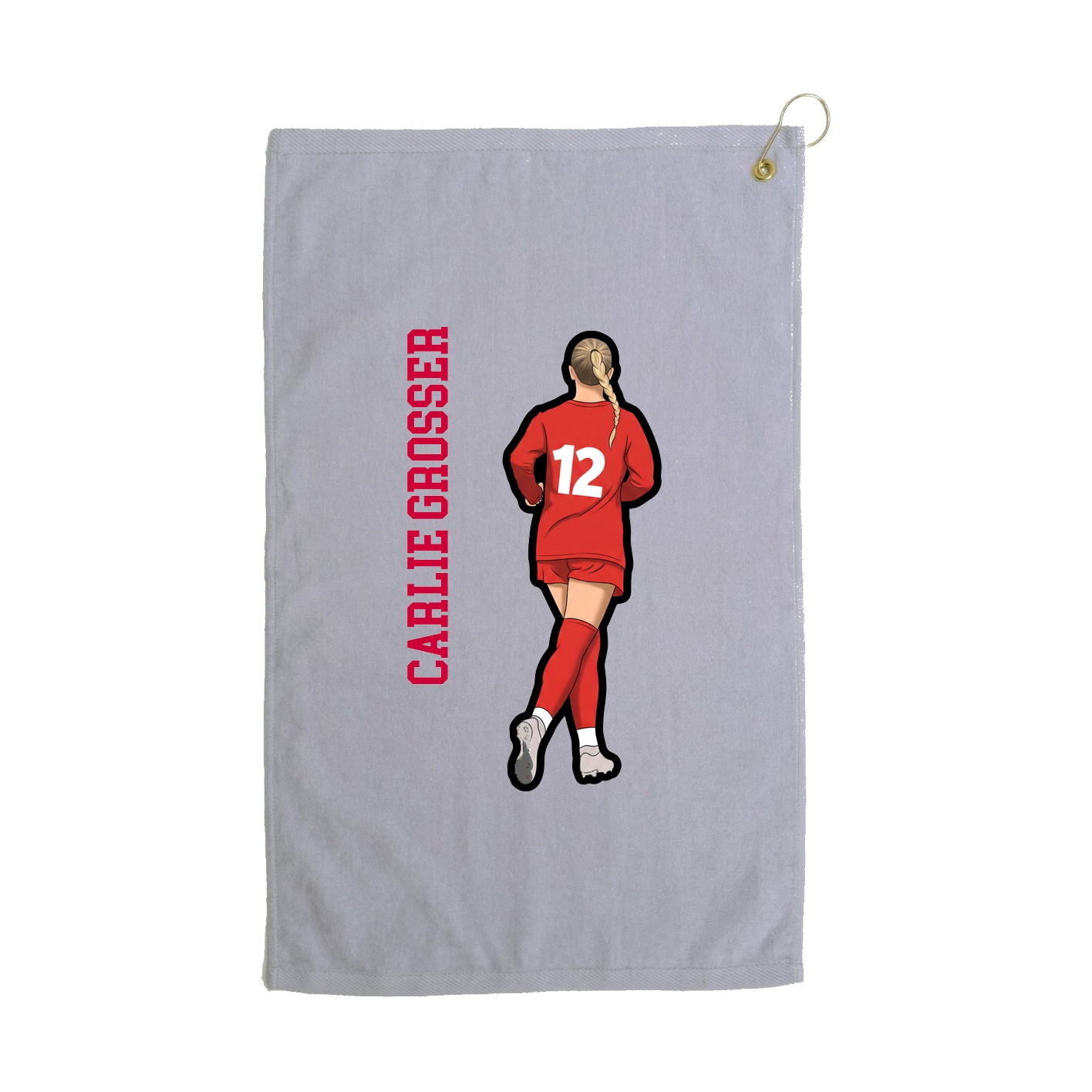 Golf Towel — Name Vertical in Grey