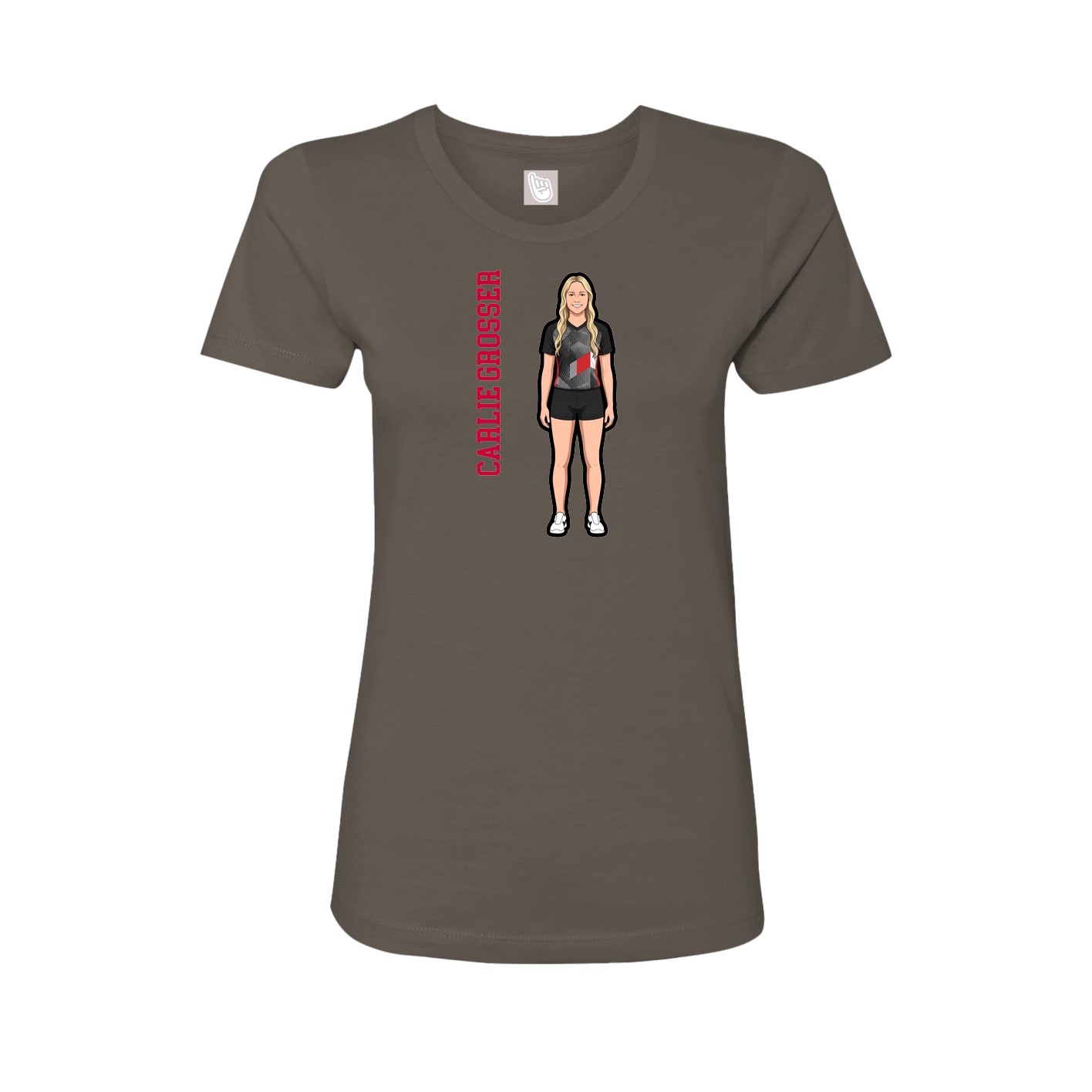 Fitted Women's Tee — Name Vertical in Grey