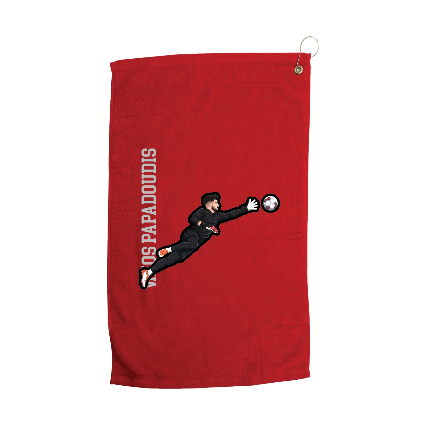 Golf Towel — Name Vertical in Red