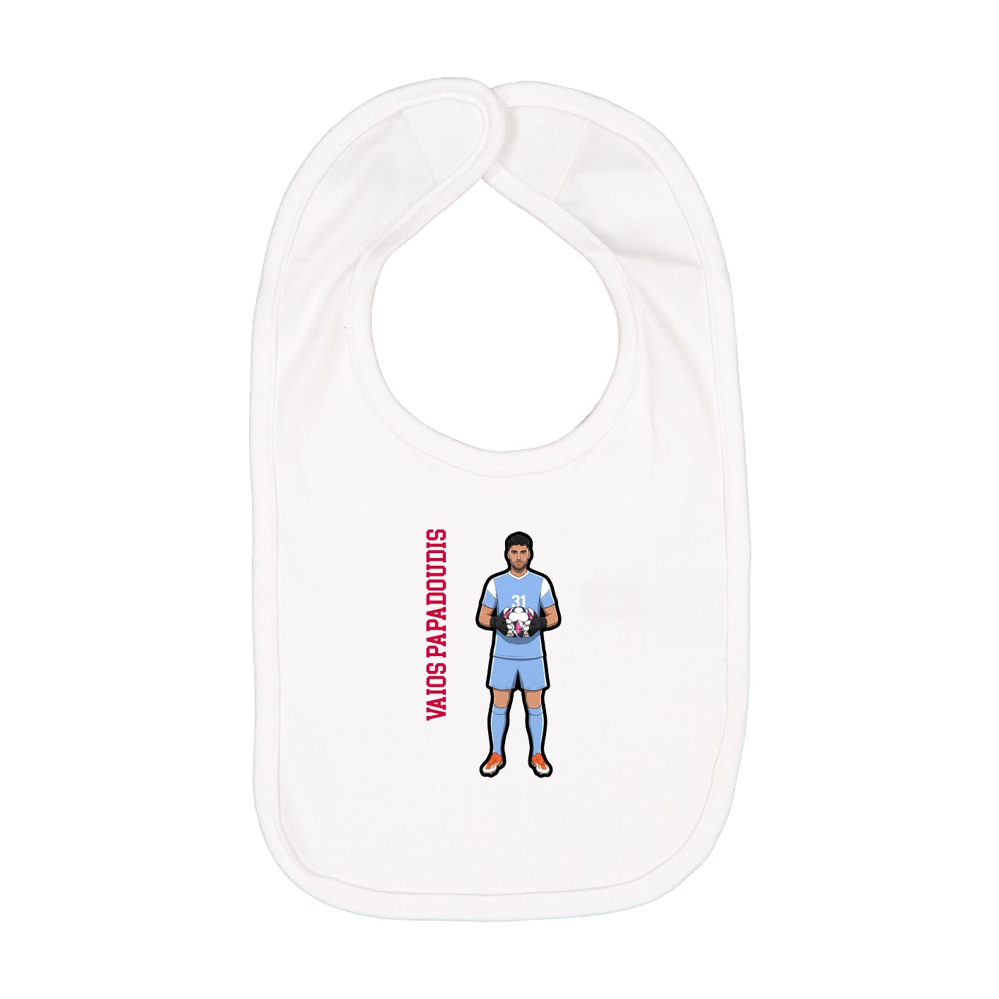 Infant Bib — Name Vertical in White