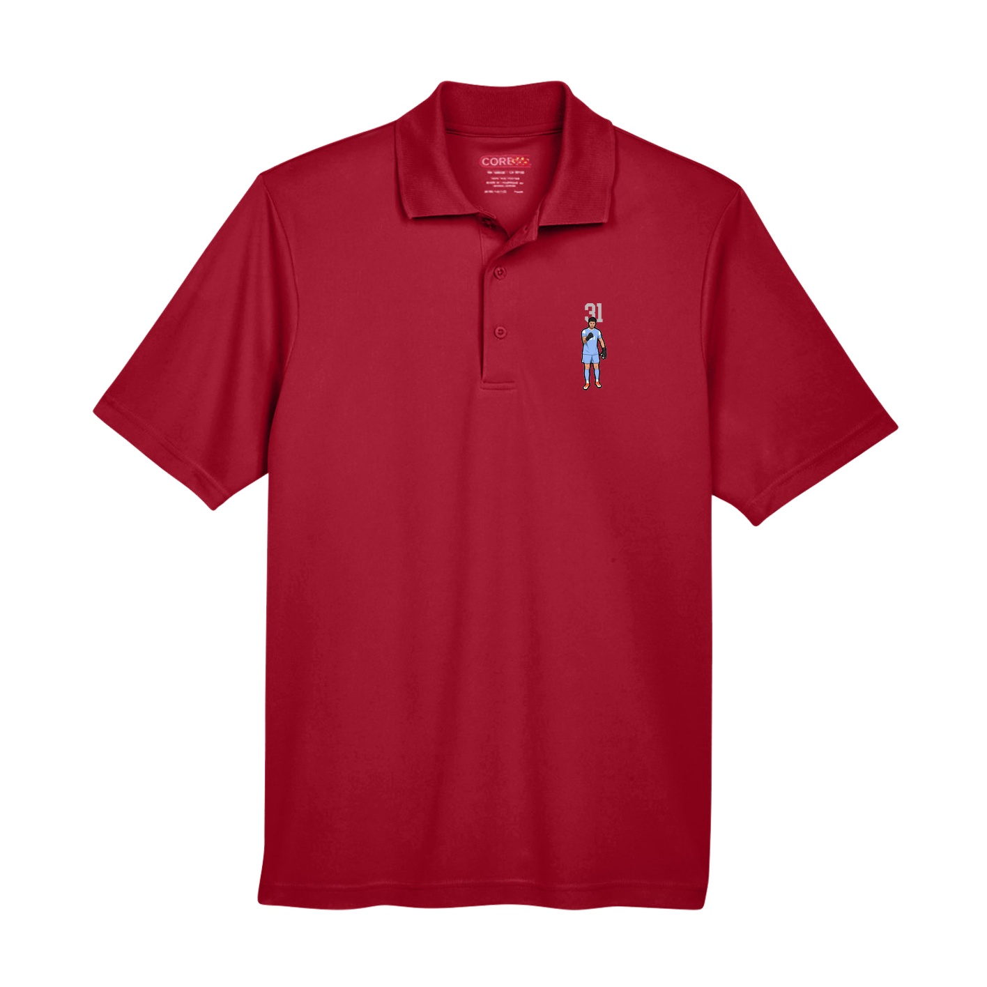 Performance Polo — Number Top in Red