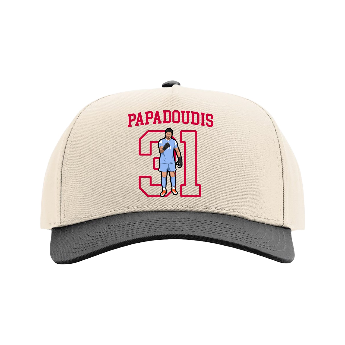 Full Fabric Five-Panel Champ Cap — Shirsey in Cream/Black