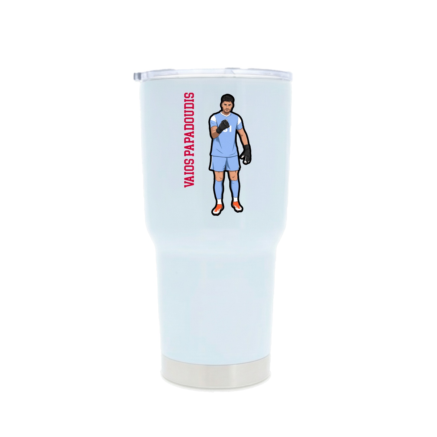 30oz Stainless Steel Tumbler — Name Vertical in White