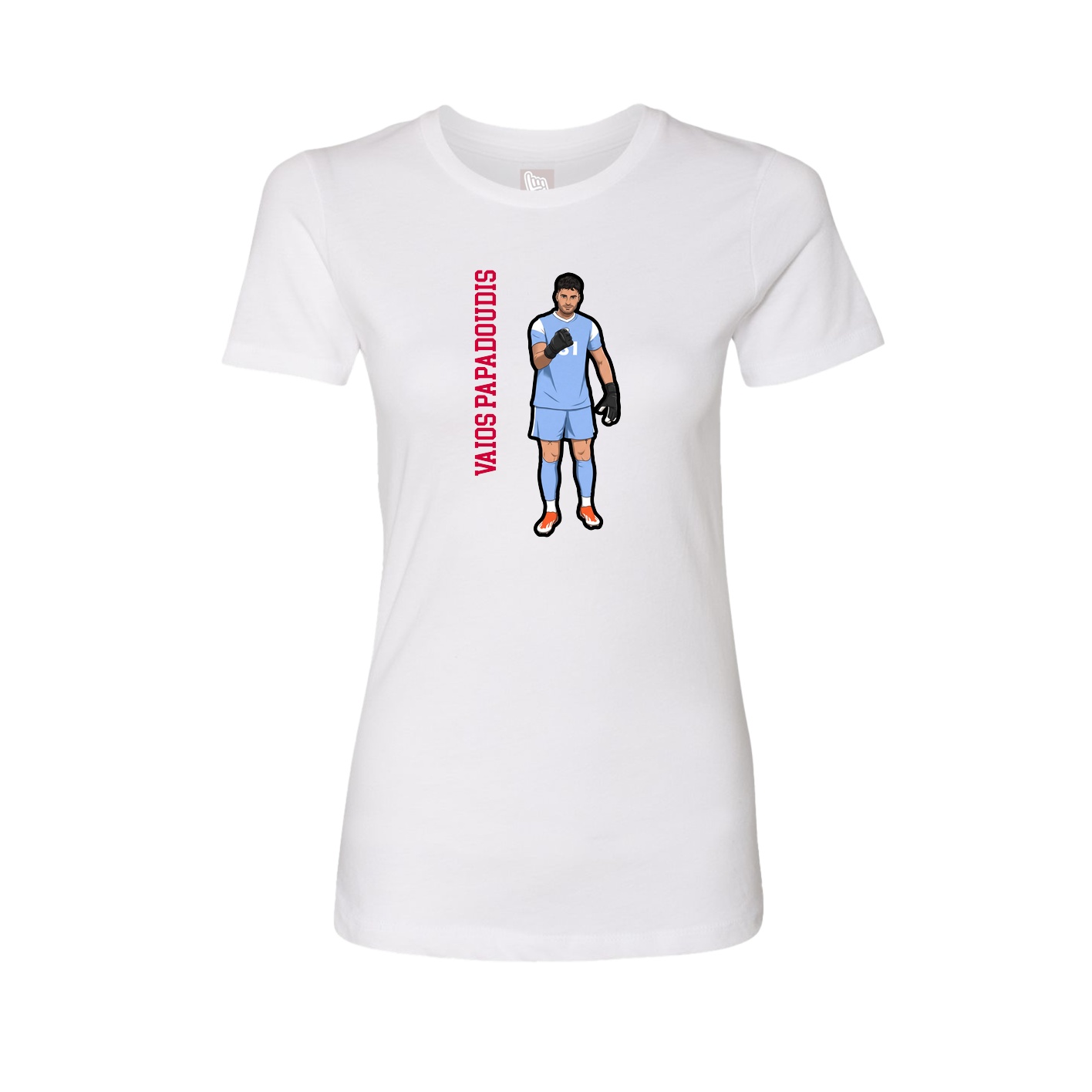 Womens Tee — Name Vertical in White