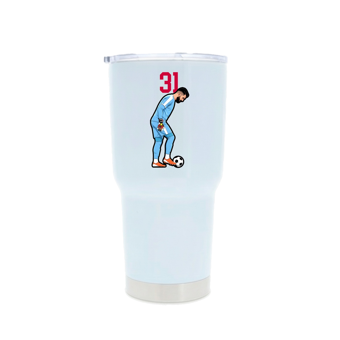 30oz Stainless Steel Tumbler — Number Top in White
